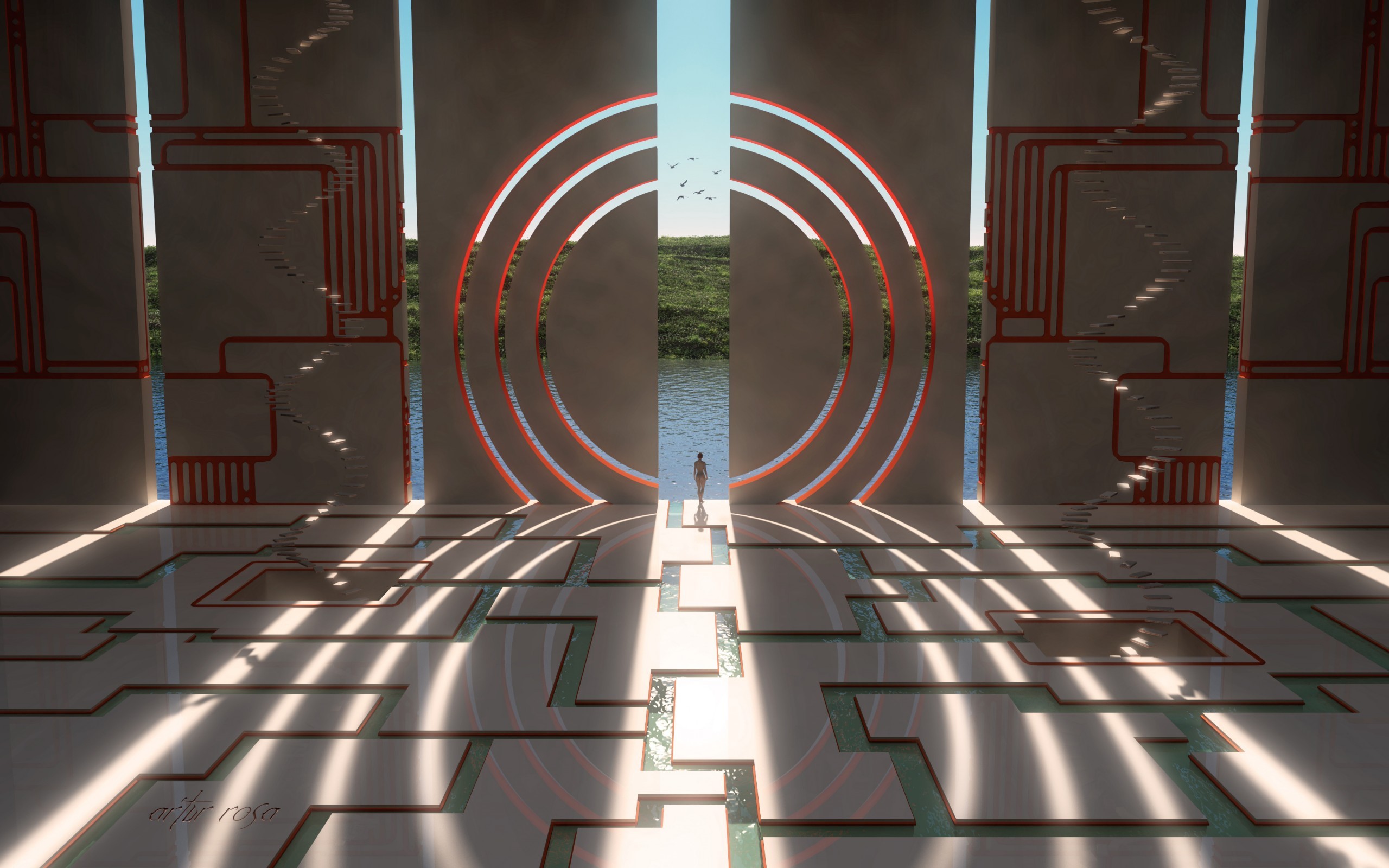 science fiction, abstract, digital art, HD Wallpaper