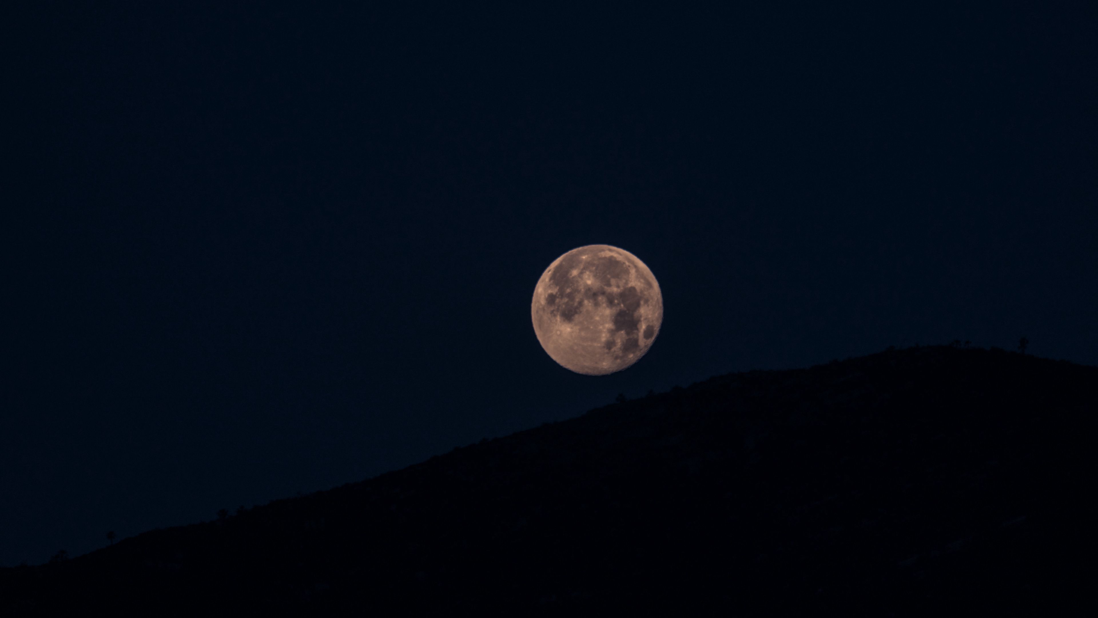 moon, full moon, hill, night, 4k, HD Wallpaper