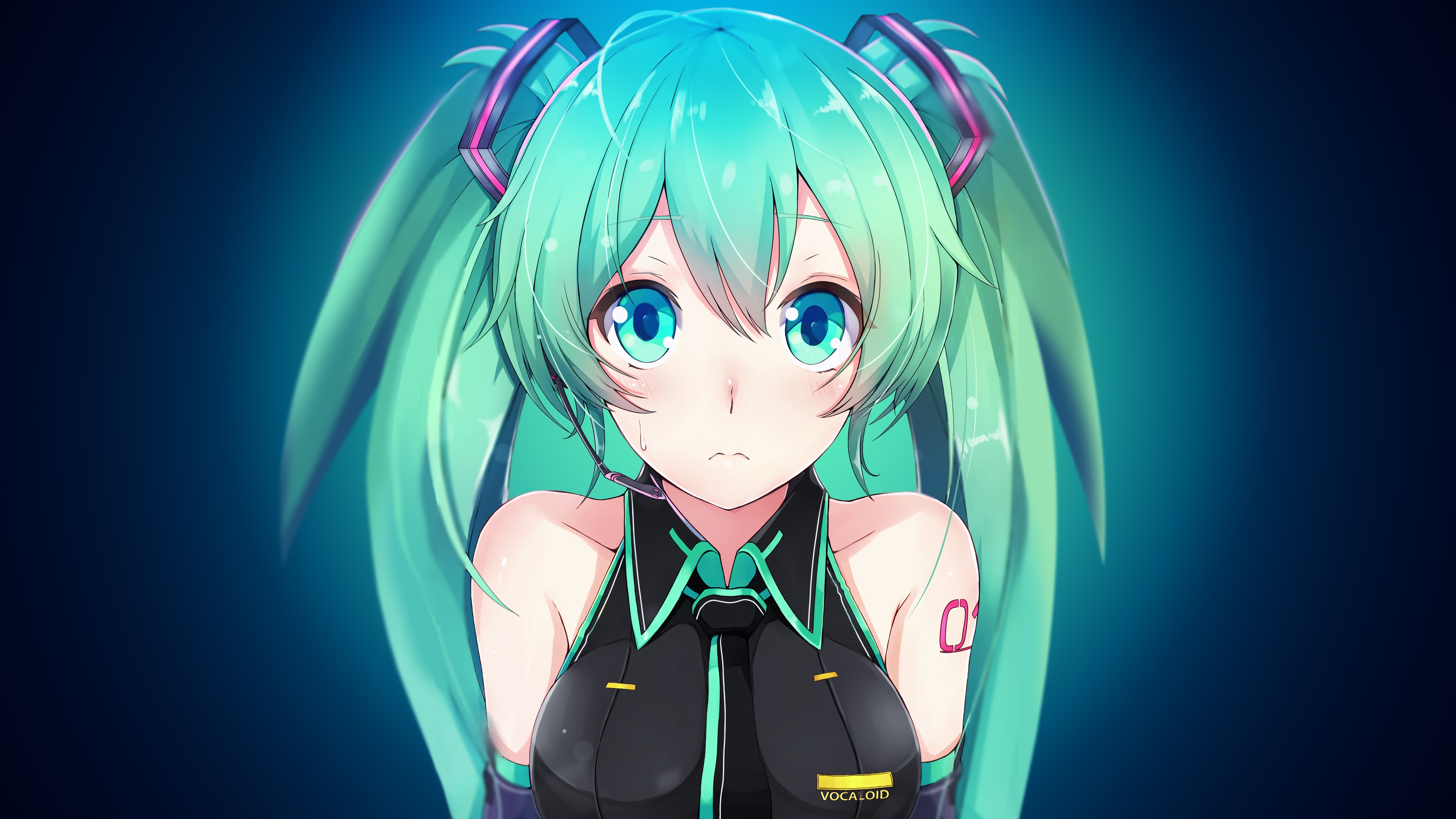 anime girls, artwork, anime, simple background, digital art, Hatsune Miku, Vocaloid, HD Wallpaper