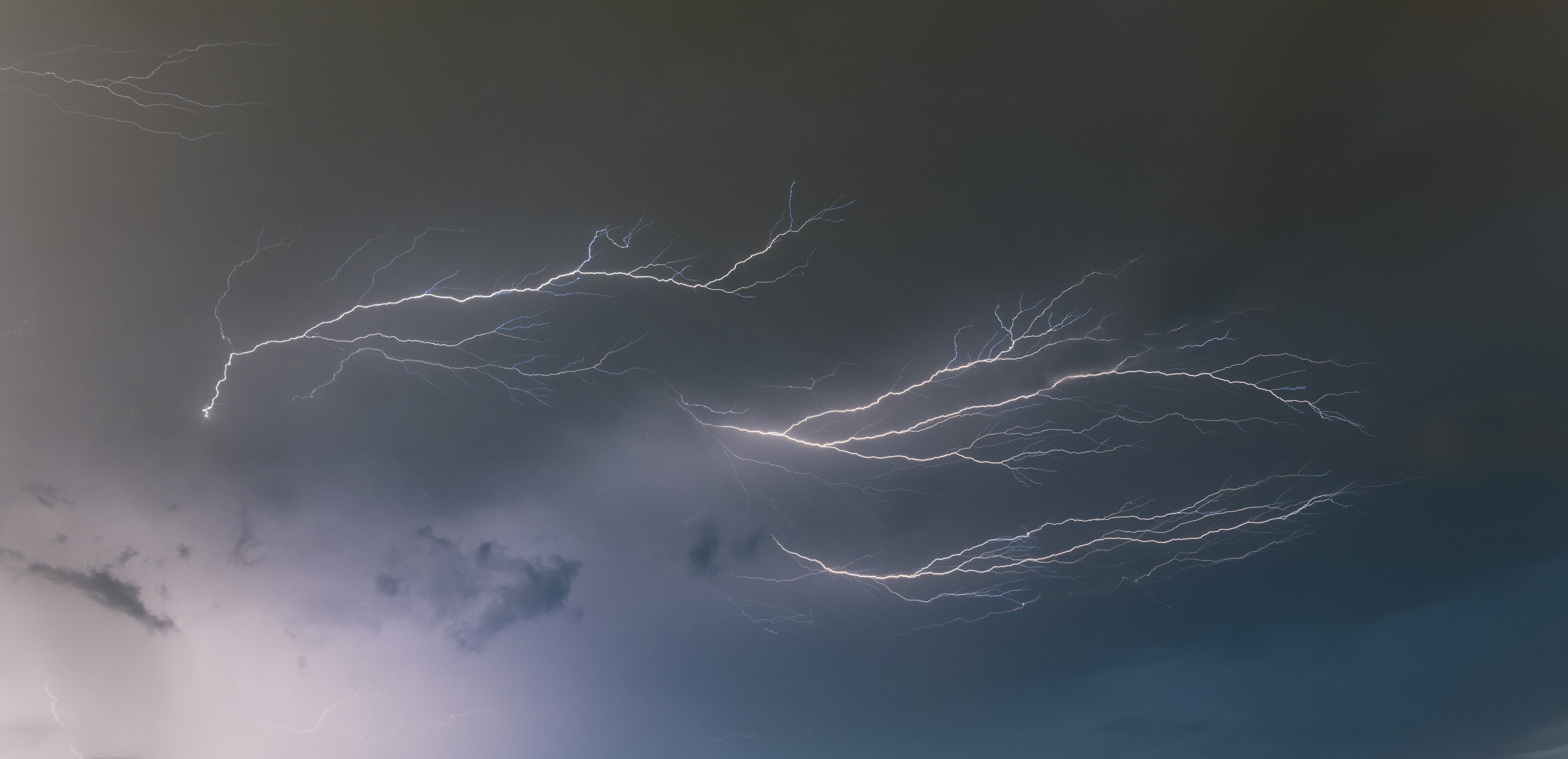 landscape, storm, long exposure, sky, clouds, lightning, HD Wallpaper