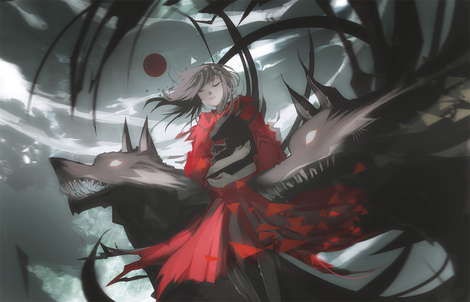 Nano Mortis, wolf, fantasy art, fantasy girl, HD Wallpaper