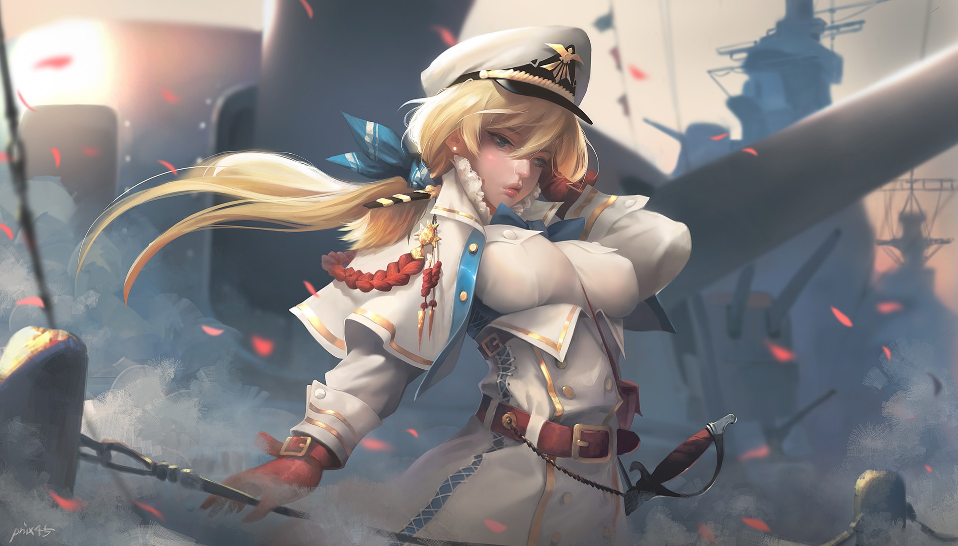 sword, uniform, hat, blonde, HD Wallpaper