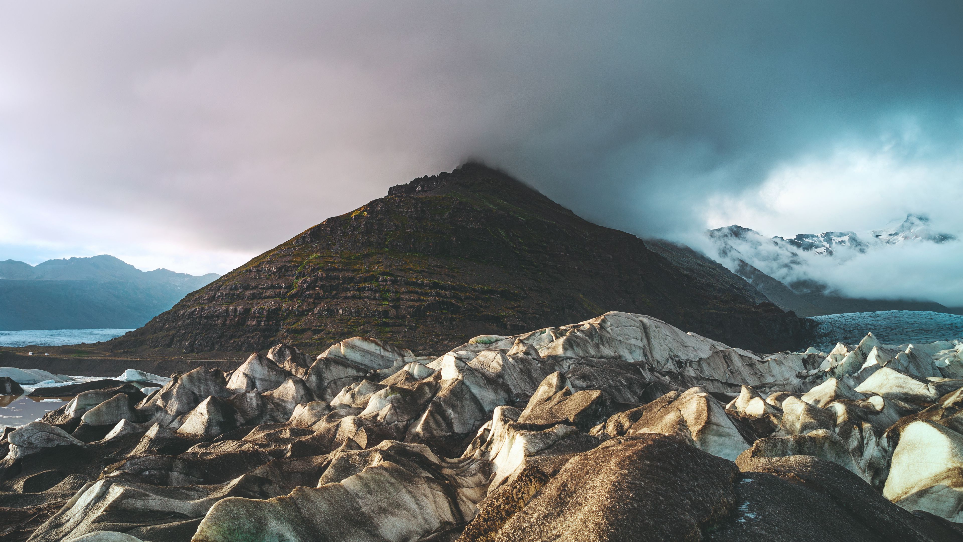 mountain, ice, glacier, peak, landscape, iceland, 4k, HD Wallpaper