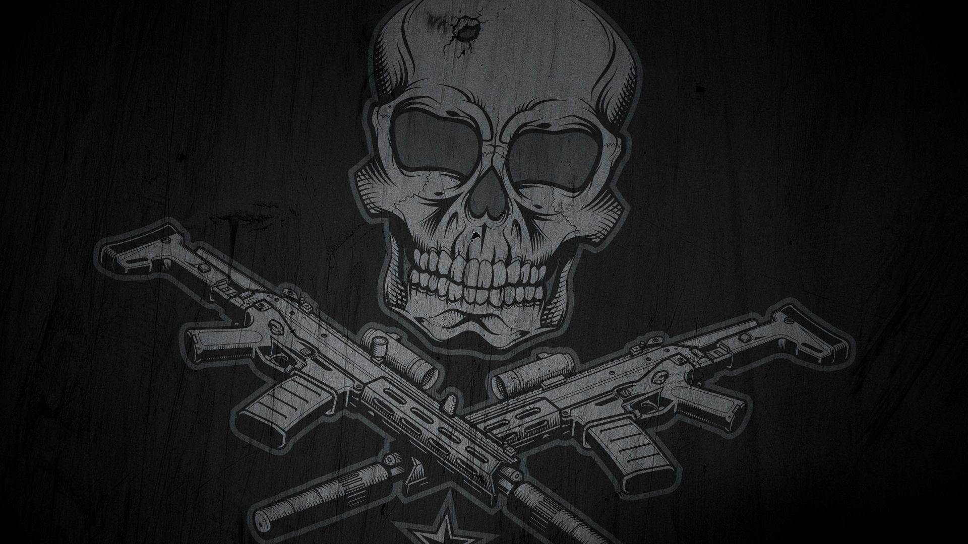 skull, weapon, dark, simple background, HD Wallpaper