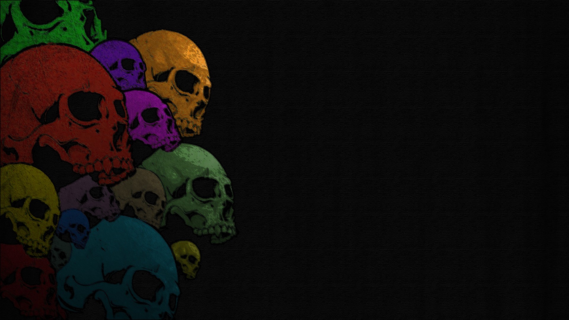 skull, colorful, black background, bones, HD Wallpaper