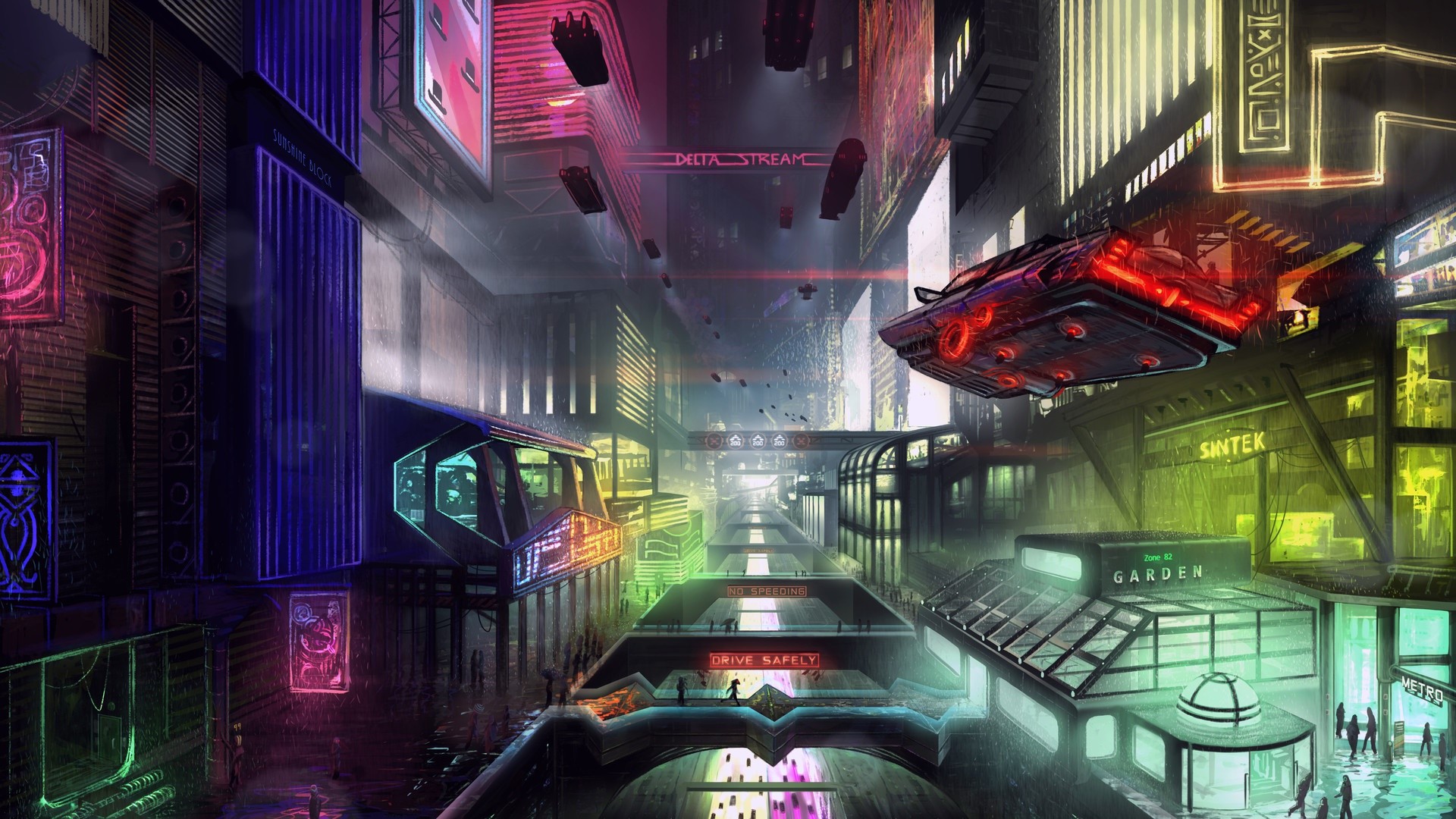 futuristic, futuristic city, synthwave, Retrowave, HD Wallpaper