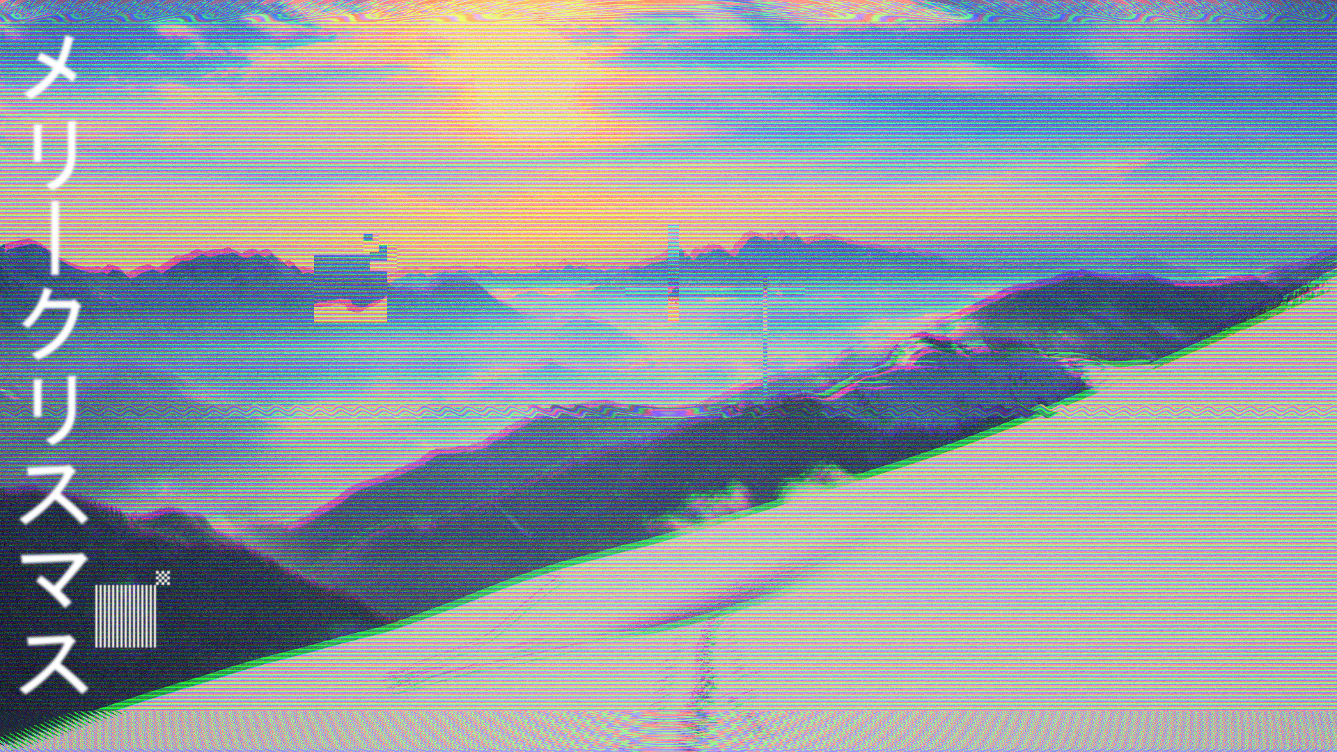 vaporwave, landscape, snow, mountain top, HD Wallpaper