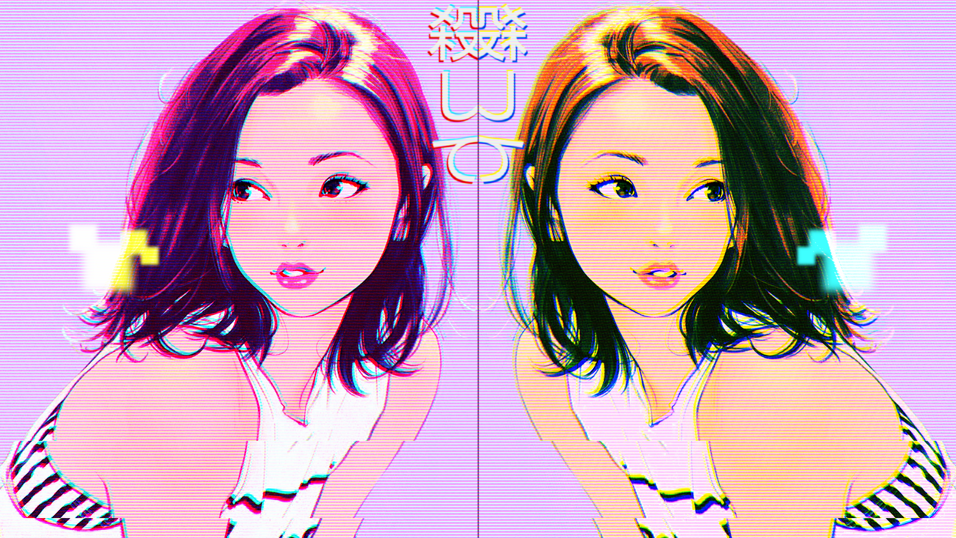vaporwave, women, anime girls, anime, portrait, digital art, face, Ilya Kuvshinov, HD Wallpaper