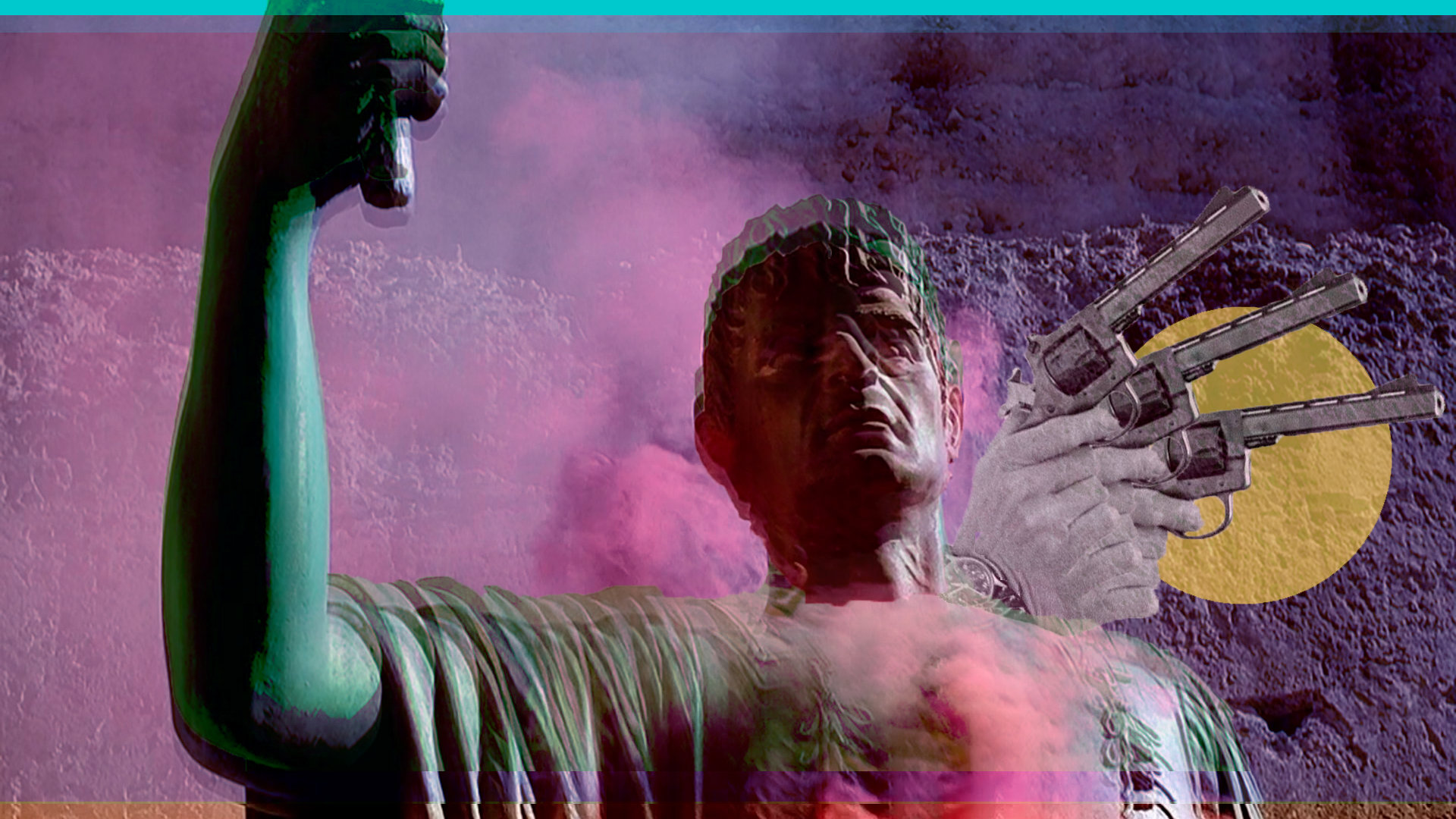 vaporwave, classical art, revolver, digital art, HD Wallpaper