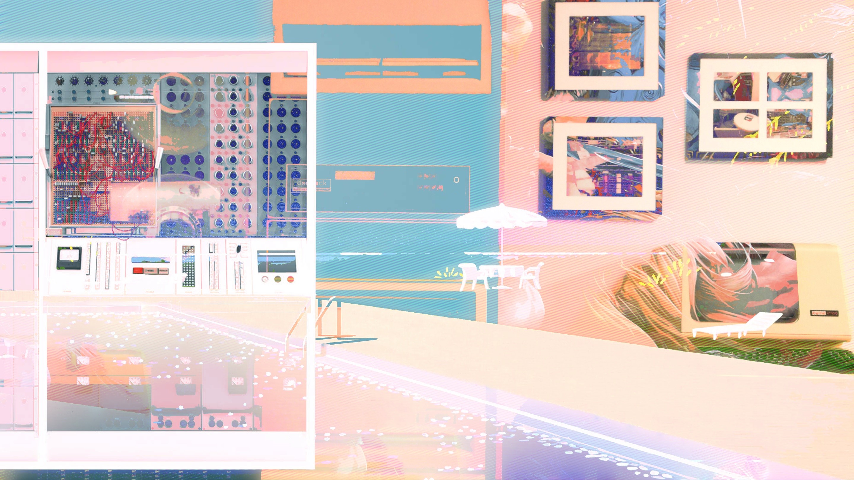 vaporwave, tech, abstract, HD Wallpaper