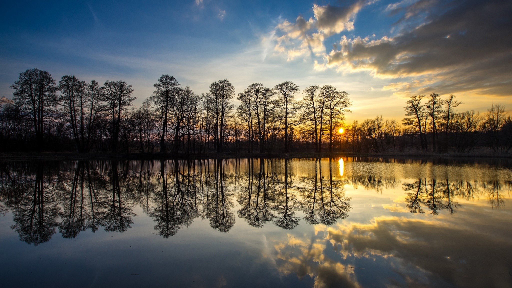 nature, reflection, water, sky, blue, HD Wallpaper