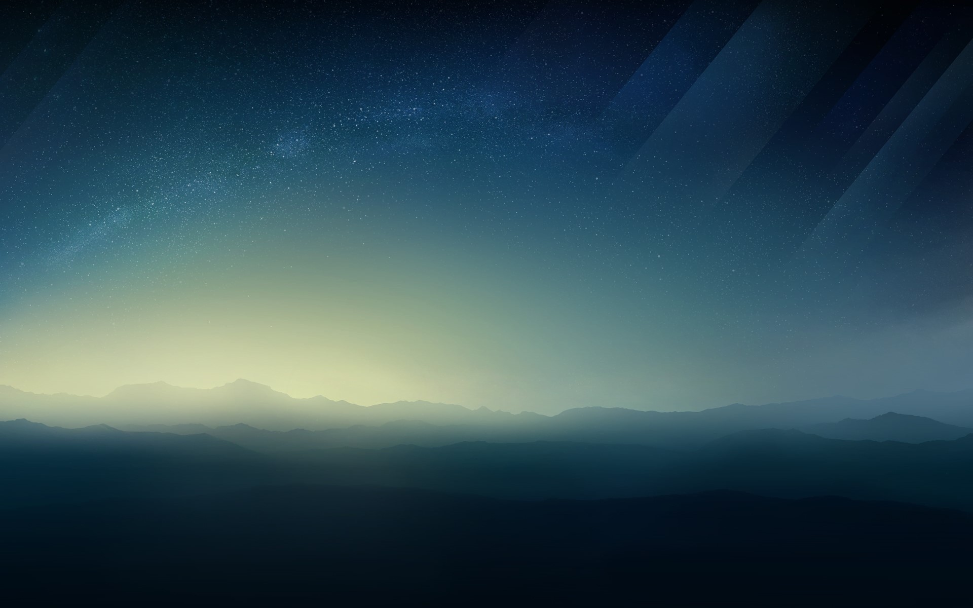 stars, mountains, horizon, HD Wallpaper