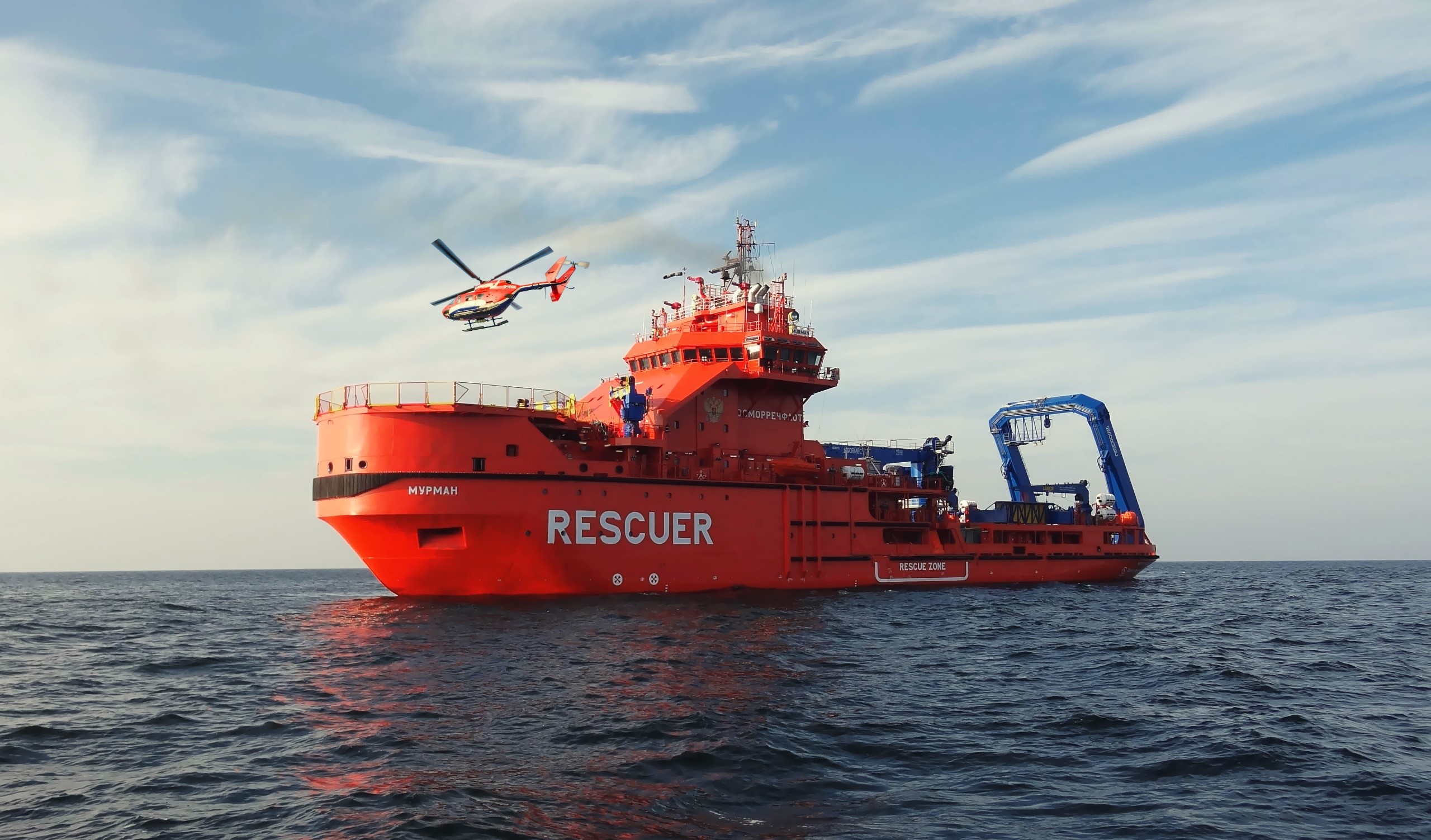 sea, ship, vehicle, helicopters, horizon, red, waves, sky, HD Wallpaper
