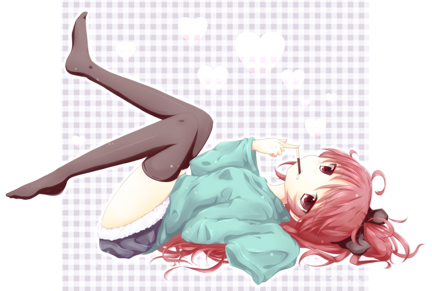 anime, anime girls, white skin, white background, redhead, black stockings, simple background, Mahou Shoujo Madoka Magica, HD Wallpaper
