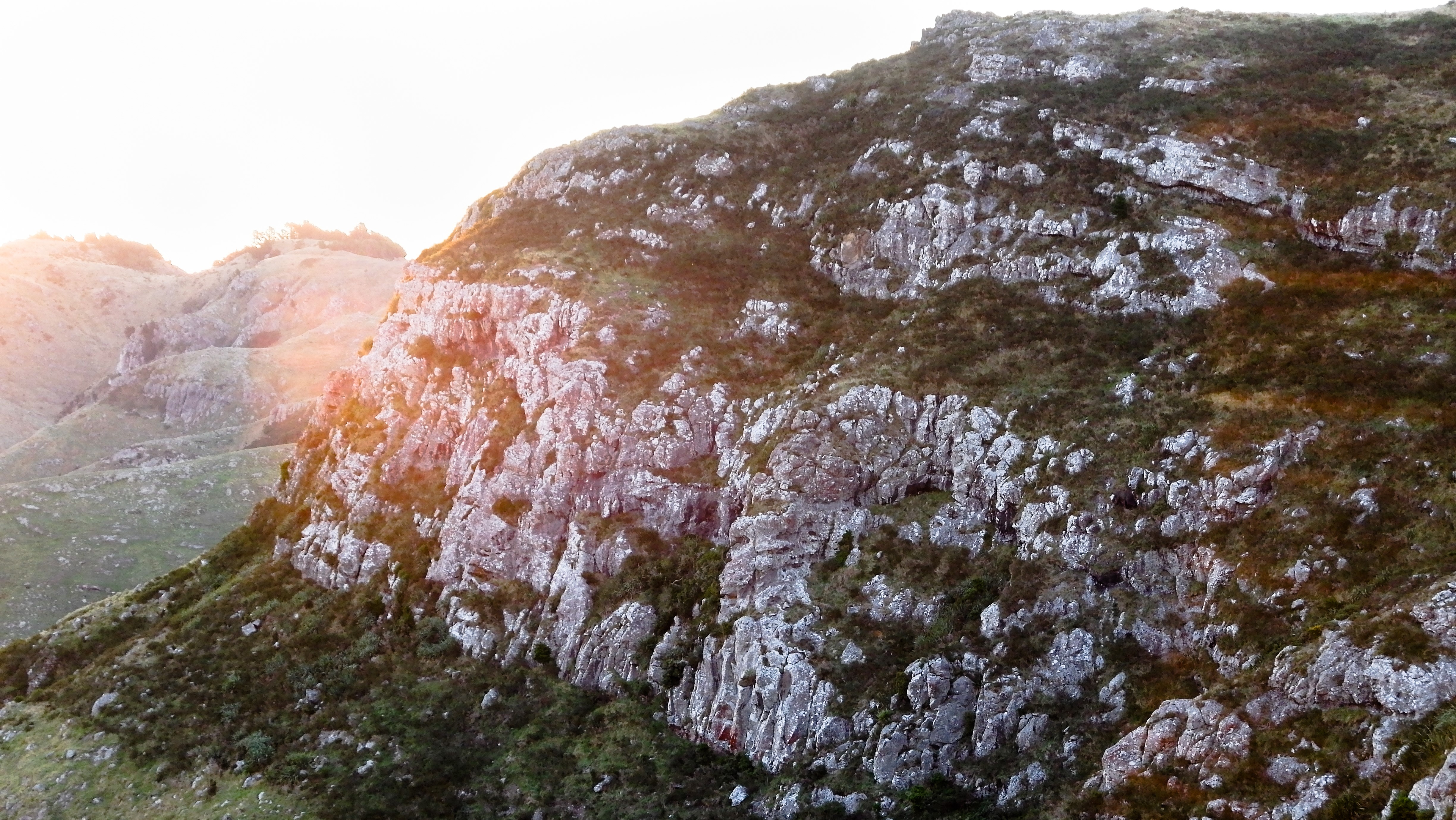 nature, landscape, New Zealand, sunset, rock, lens flare, HD Wallpaper