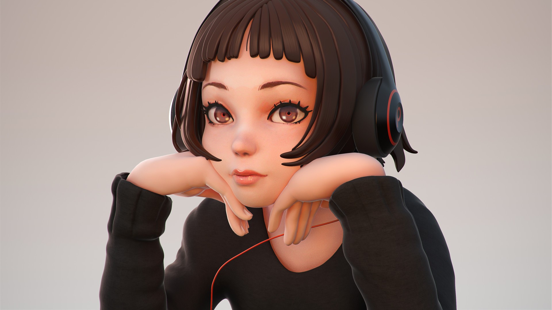 anime girls, headphones, HD Wallpaper