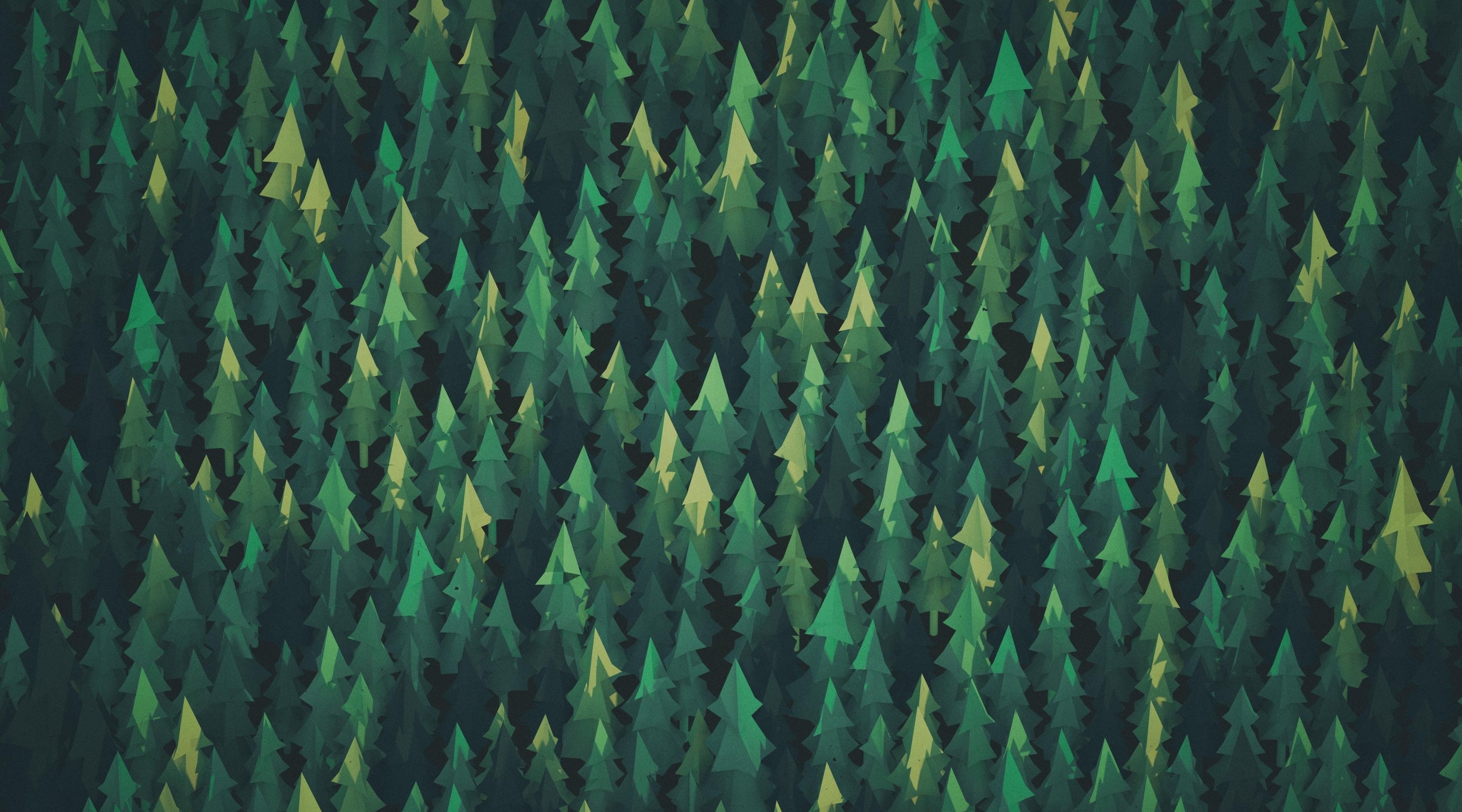 Vector Art, Aero, Trees, digitalart, Woods, Forest, Green, Illustration, 4K, HD Wallpaper