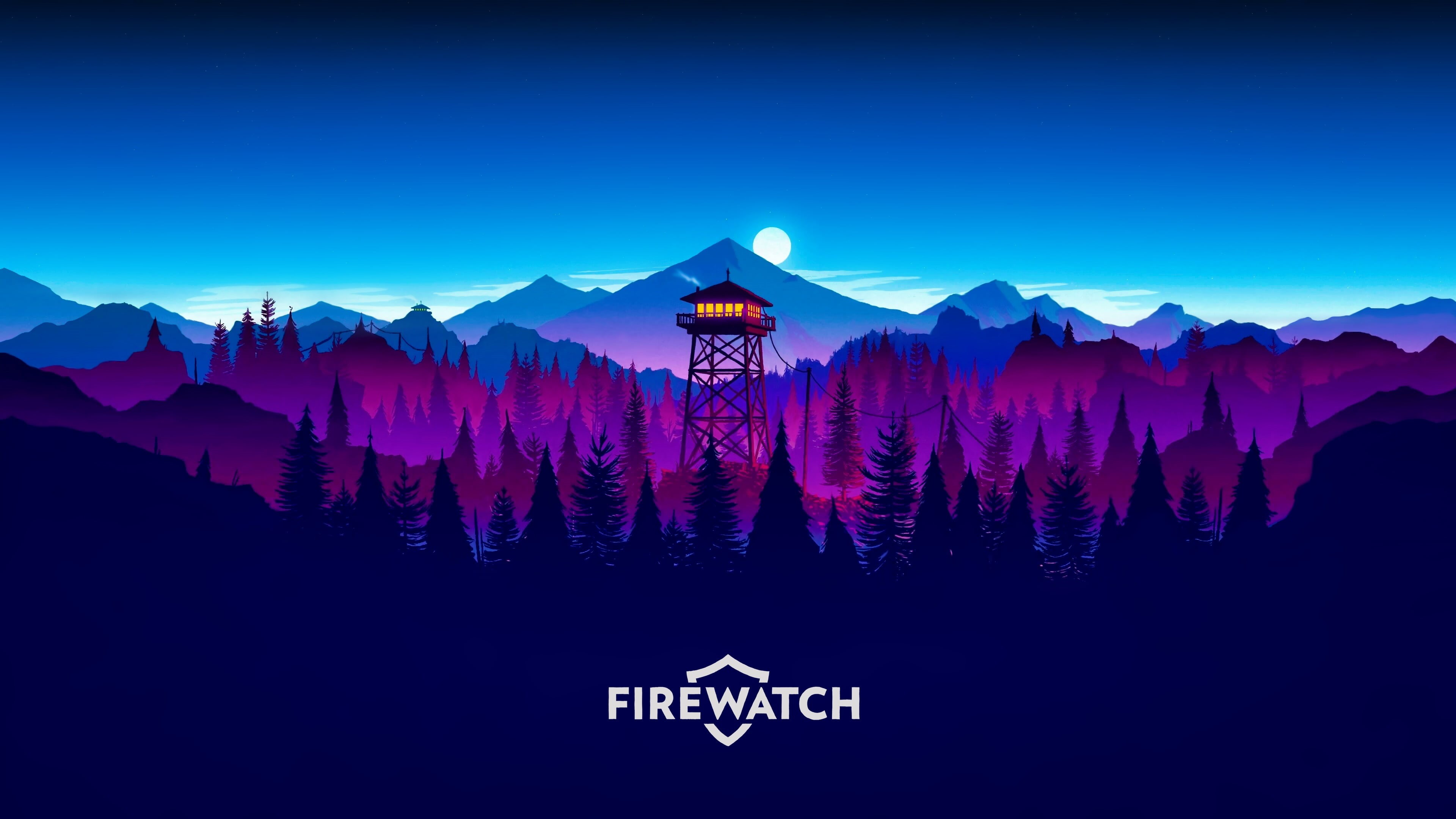 mountains, watchtower, sunset, no people, digital, digital art, mountain range, nature, landscape, 4K, illustration, environment, tranquil scene, beauty in nature, HD Wallpaper