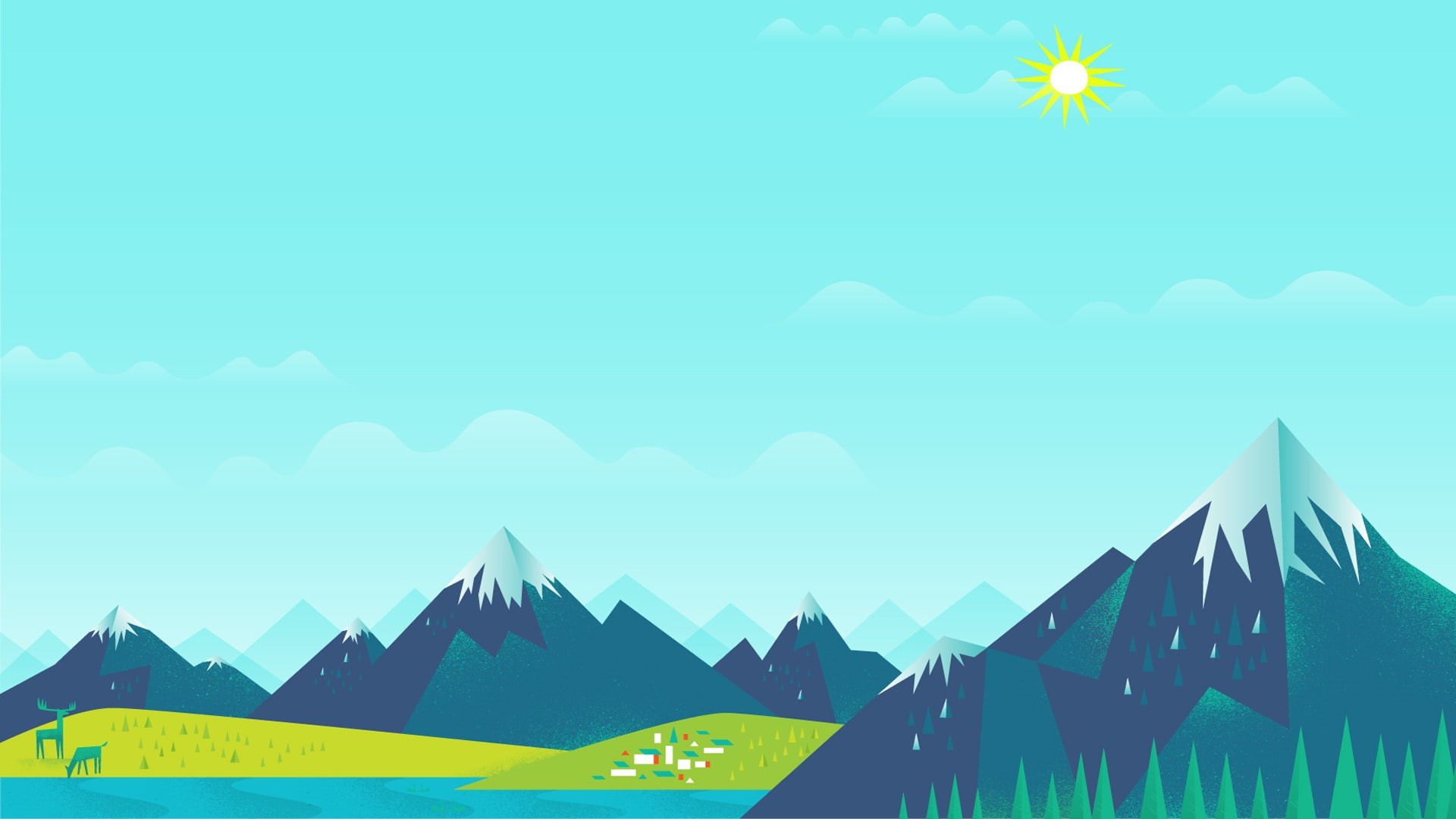 landscape, sky, illustration, vector art, digital art, 1080P, mountains, minimalism, HD Wallpaper