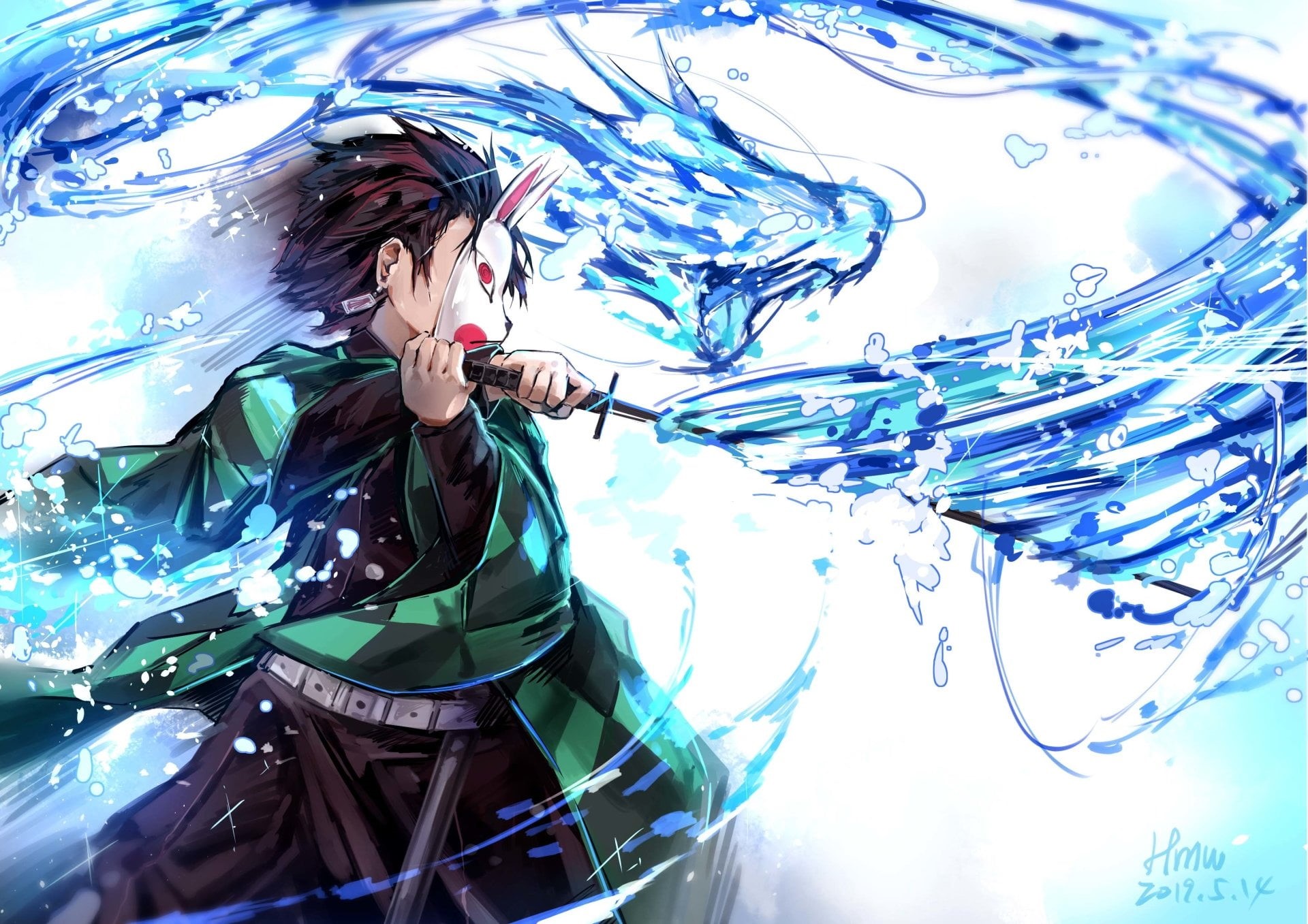 Tanjiro Kamado, Kimetsu no Yaiba, 1080P, anime, HD Wallpaper