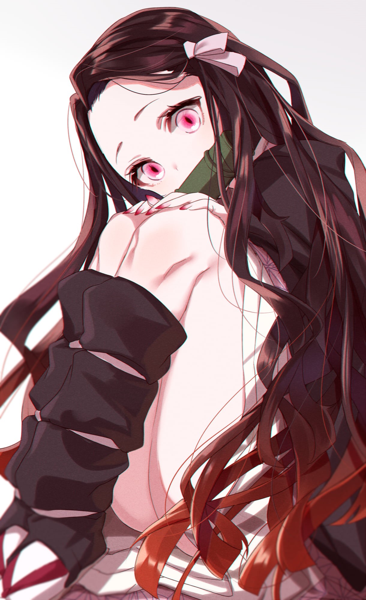 Kamado Nezuko, anime, 1080P, Kimetsu no Yaiba, anime girls, Phone HD Wallpaper