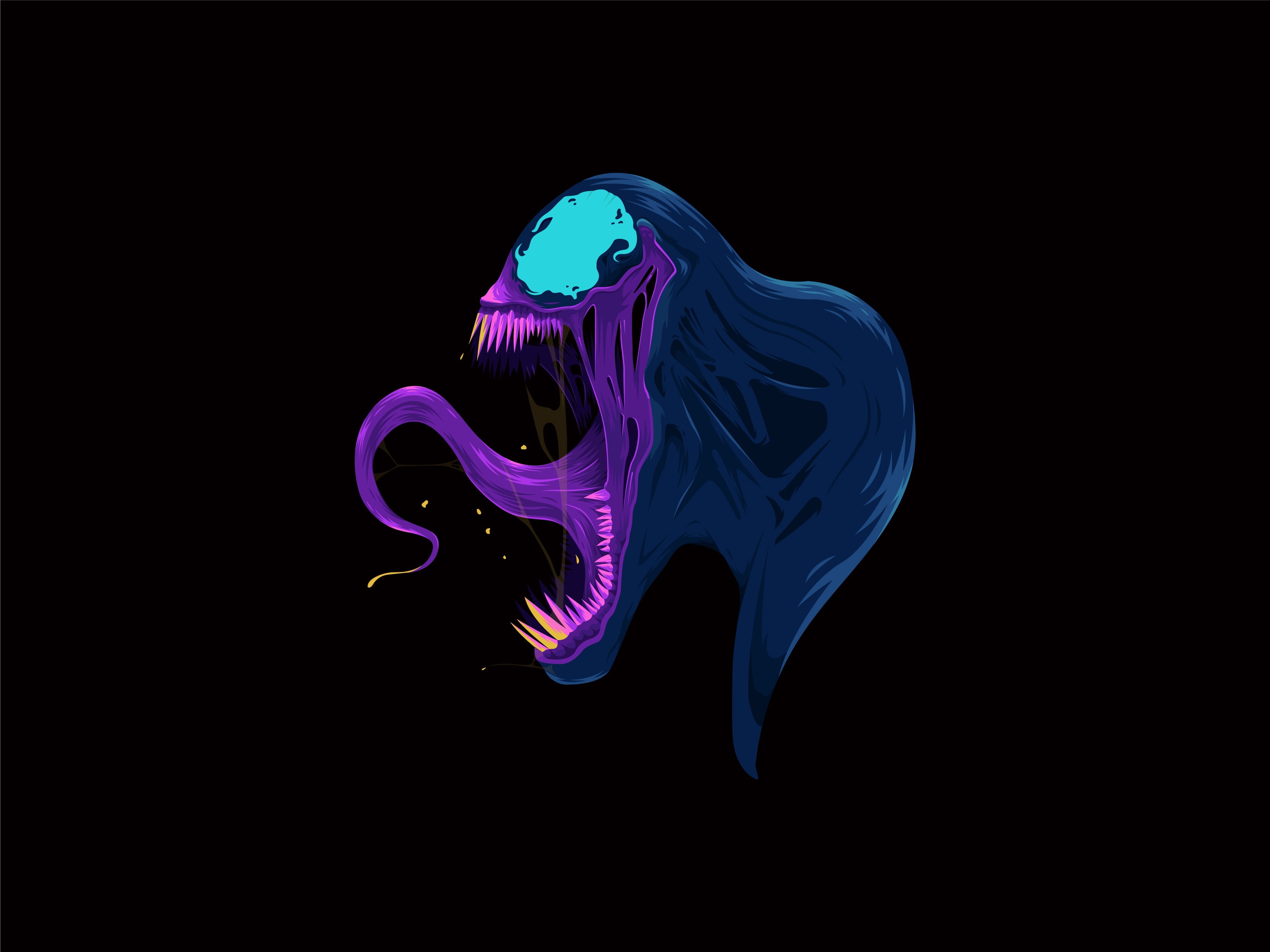 artwork, digital art, Marvel Cinematic Universe, character design, minimalism, Marvel Comics, Eddie, illustration, digital, 2K, simple, eddie brock, fictional, HD Wallpaper