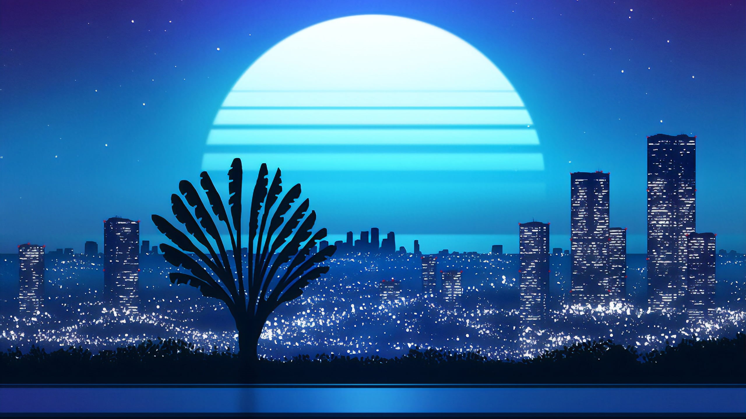 drawing, digital painting, Retrowave, city, synthwave, digital, digital art, building, modern, landscape, architecture, lights, urban, skyscape, plants, HD Wallpaper