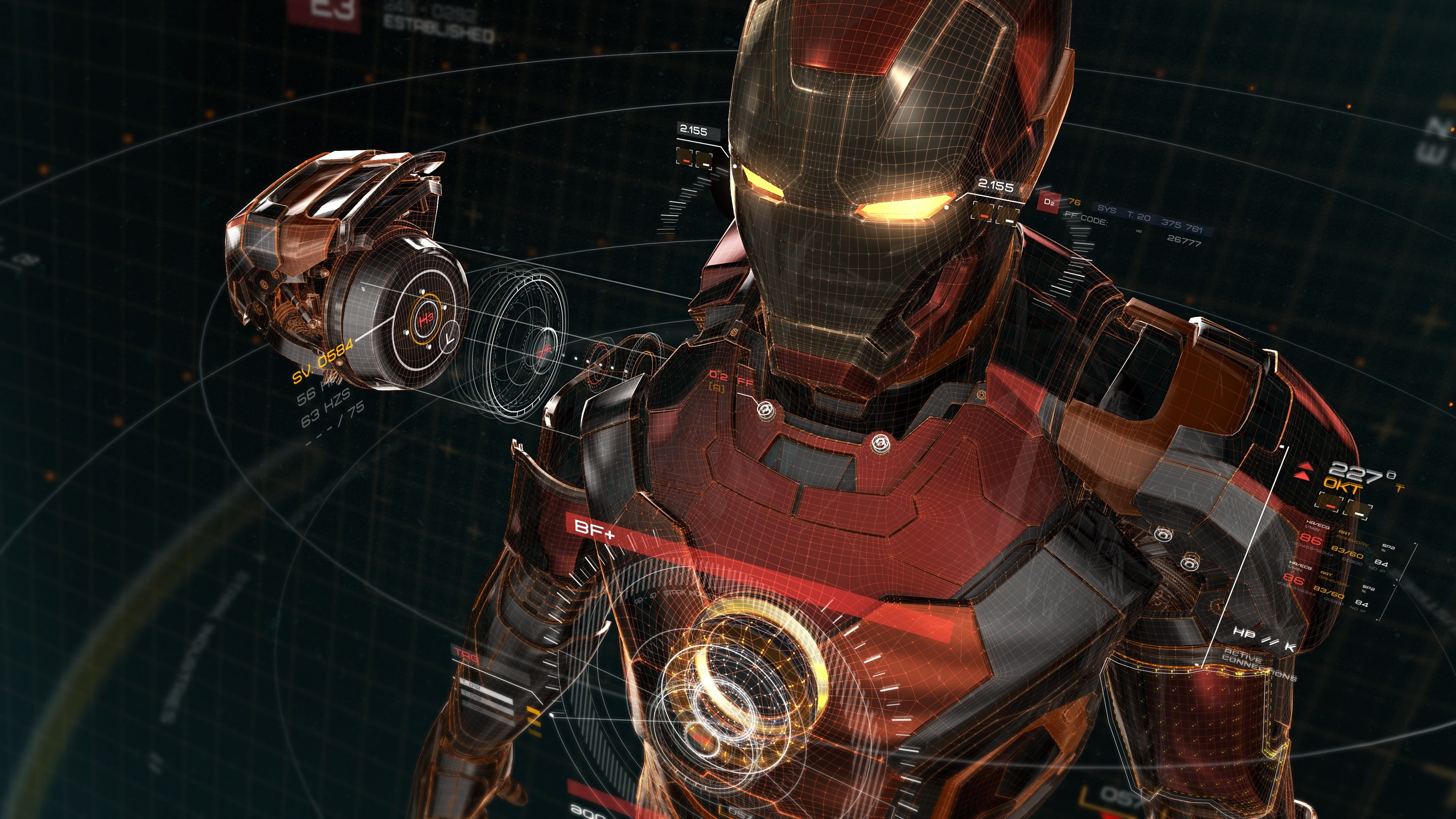 4K, occupation, illuminated, no people, technology, metal, iron, art and craft, artwork, people, men, Iron Man, outdoors, night, futuristic, HD Wallpaper