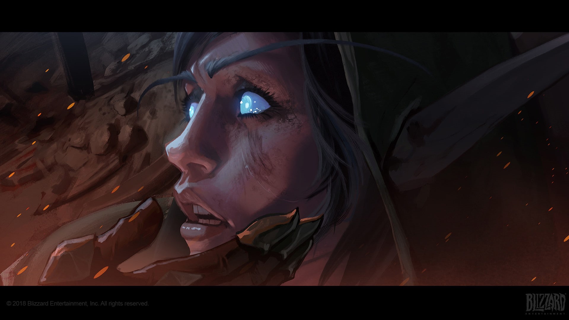 blue eyes, artwork, women, World of Warcraft, video games, Blizzard Entertainment, pointed ears, Warcraft, elven, fantasy art, World of Warcraft: Battle for Azeroth, HD Wallpaper