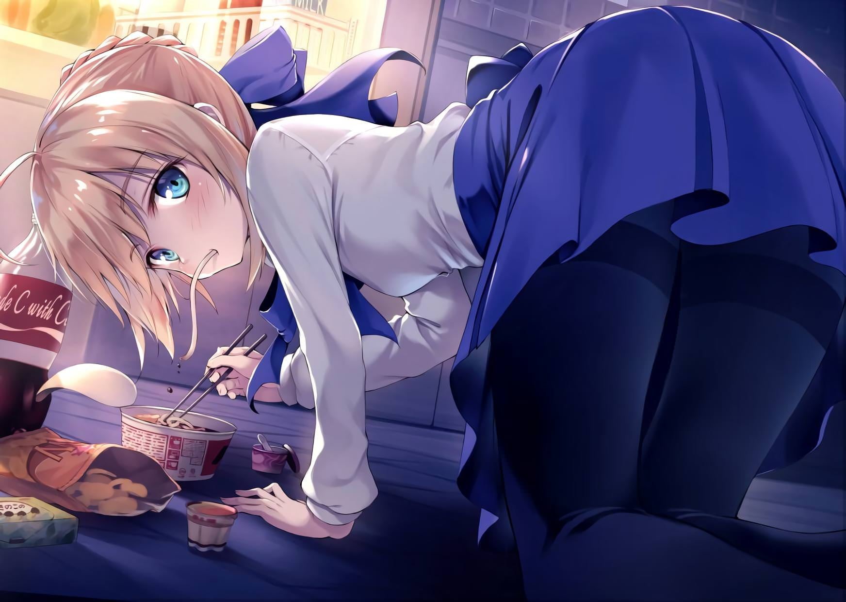 toy, 720P, sunlight, art and craft, Fate/Stay Night, blond hair, representation, human representation, large group of objects, table, indoors, HD Wallpaper