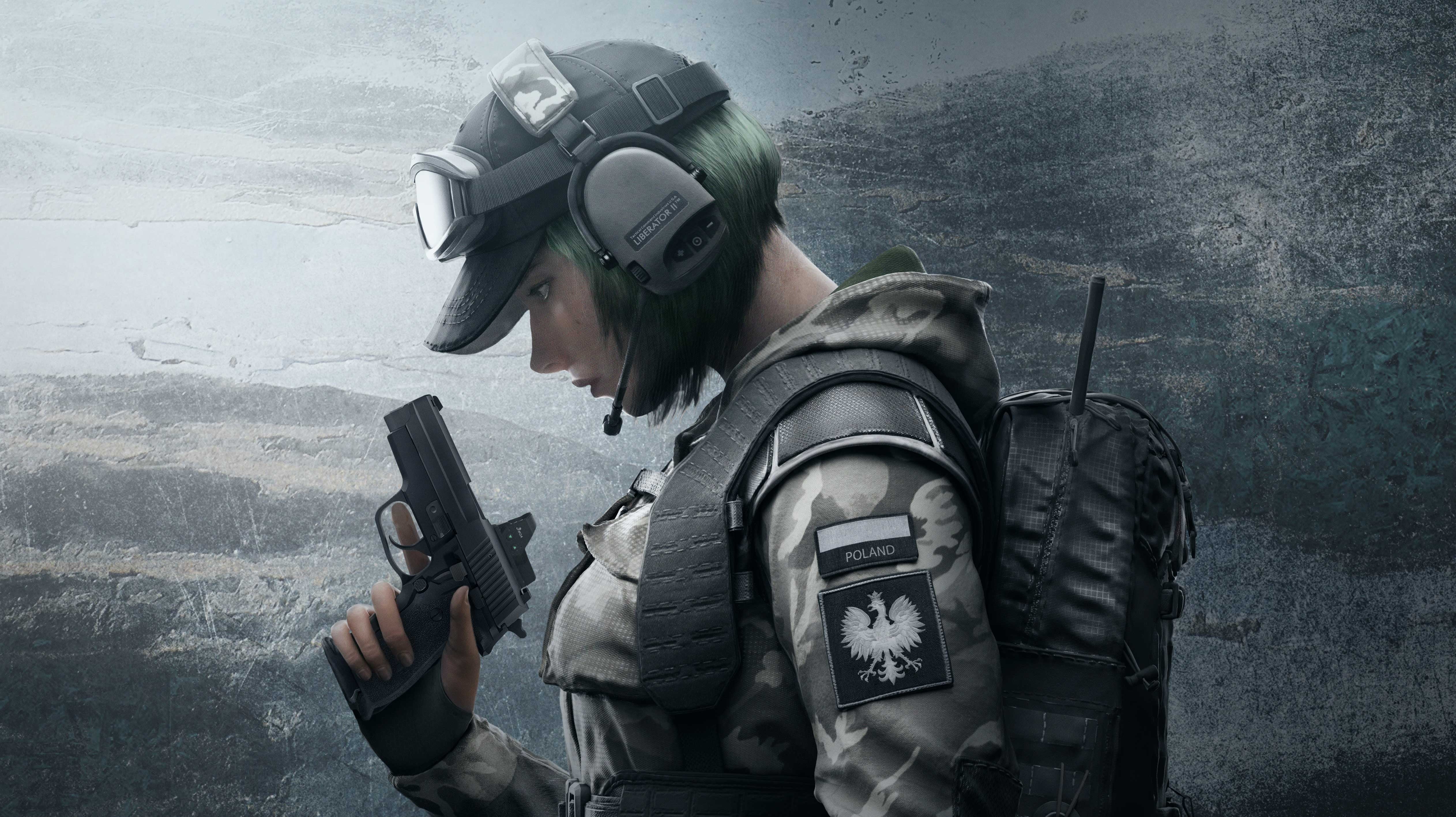 girl, people, anime, character, green hair, sign, danger, holding, Ela Bosak, police Force, surveillance, nATO, security, outdoors, clothing, artwork, special, HD Wallpaper