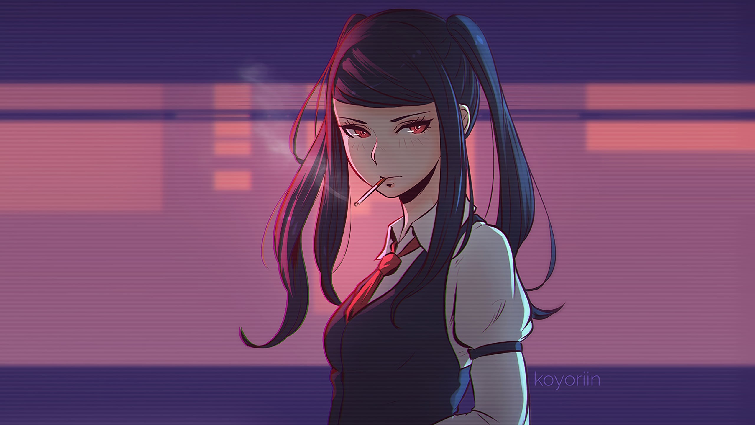 anime girls, nightlife, waist up, females, young women, black hair, front view, beautiful woman, beautiful, video games, simple background, dark hair, casual clothing, HD Wallpaper