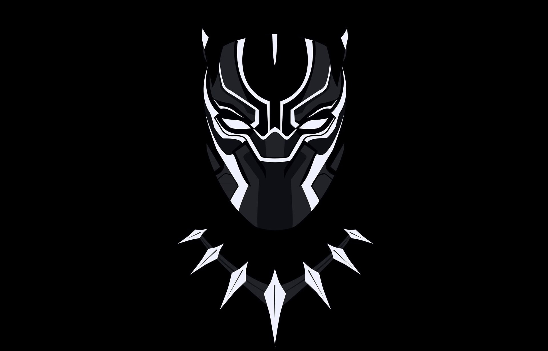 Marvel Comics, Marvel Cinematic Universe, minimalism, superhero, black background, 1080P, Black Panther, HD Wallpaper