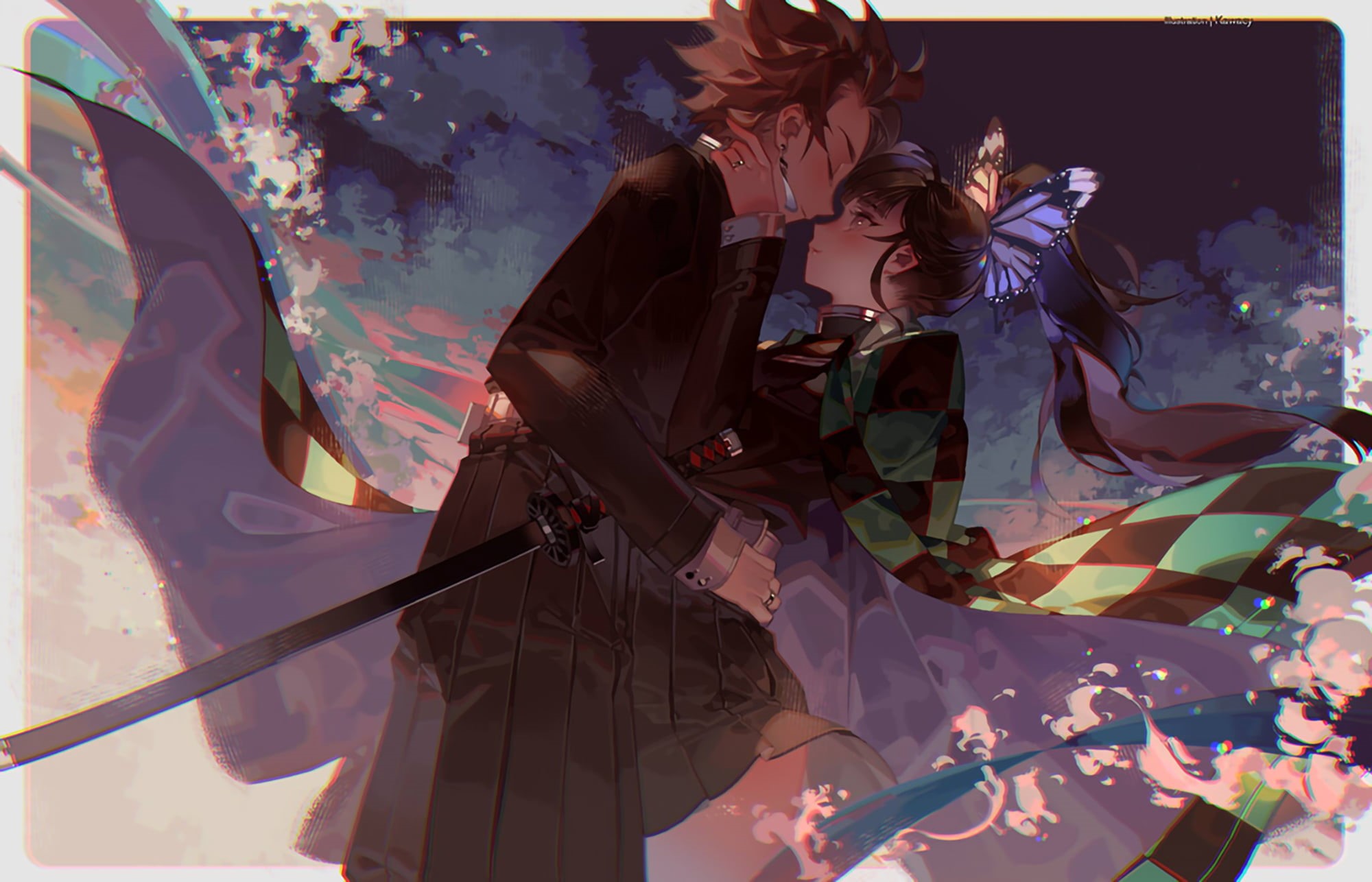 1080P, Tanjirou Kamado, Demon Slayer: Kimetsu no Yaiba, Kanao Tsuyuri, Anime, HD Wallpaper