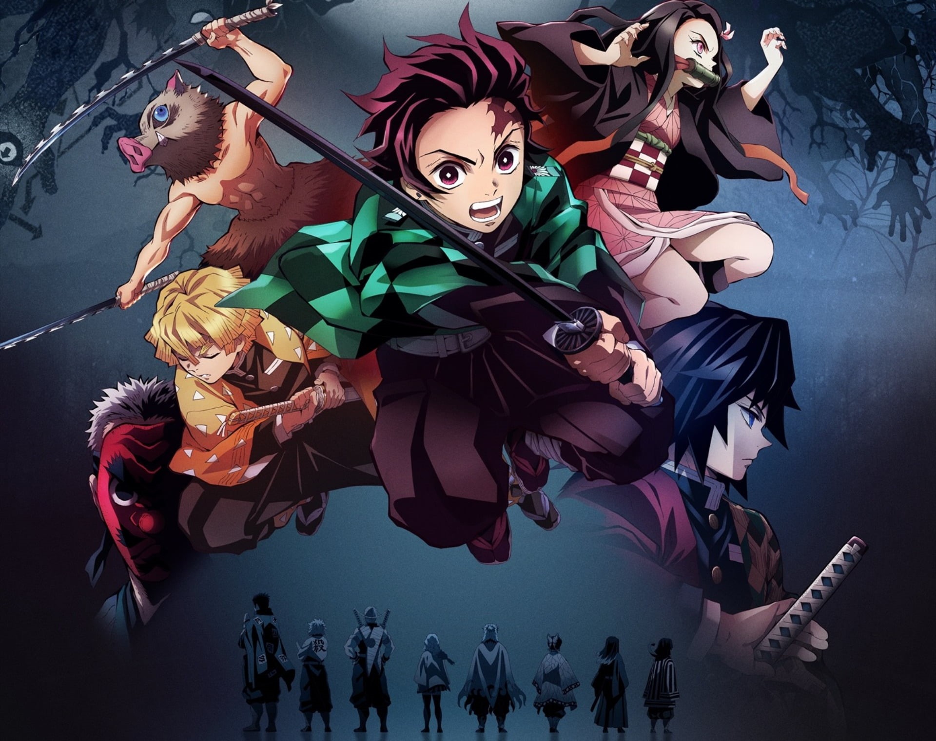Tanjirou Kamado, Nezuko Kamado, Anime, Inosuke Hashibira, Zenitsu Agatsuma, 1080P, Demon Slayer: Kimetsu no Yaiba, Giyuu Tomioka, HD Wallpaper