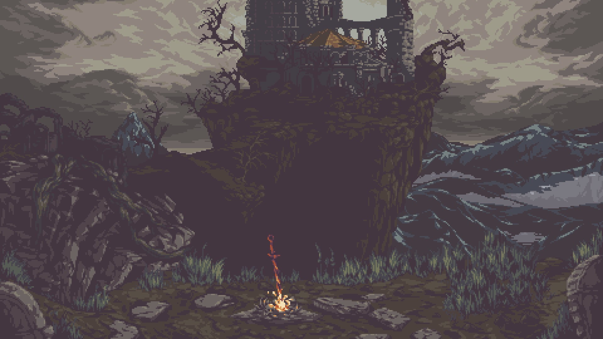 abandoned, illustration, 1080P, army, outdoors, travel destinations, armed Forces, Dark Souls III, video games, pixel art, history, horror, HD Wallpaper
