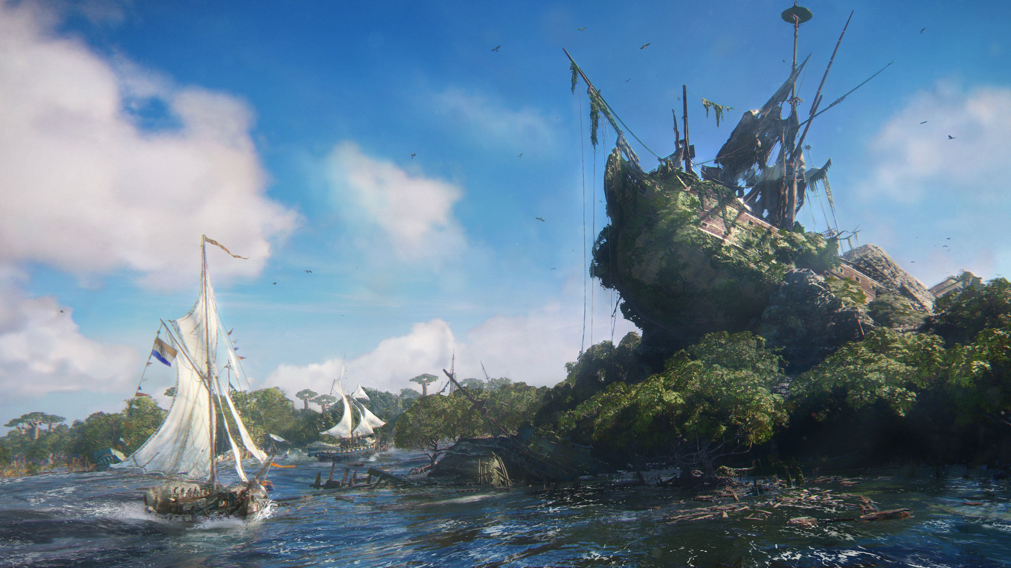 pirates, nature, px, lakes, x, hd, Skull and Bones, 4K, amp, art, bones, 3960x2228 px, skull, ubisoft, HD Wallpaper