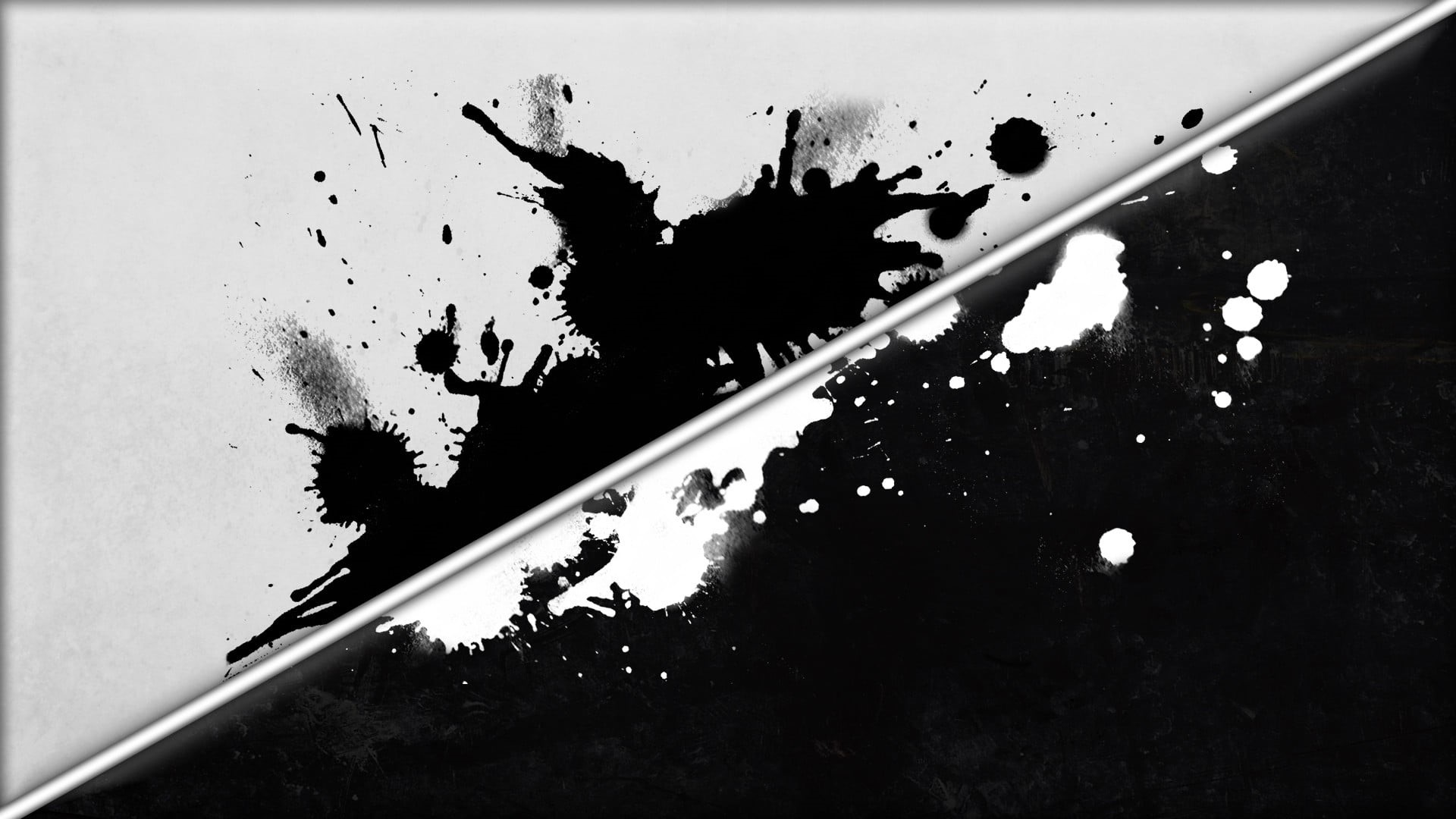 paint splatter, close-up, black, white, low angle view, monochrome, abstract, sky, indoors, silhouette, lines, artwork, drop, no people, grunge, digital art, HD Wallpaper