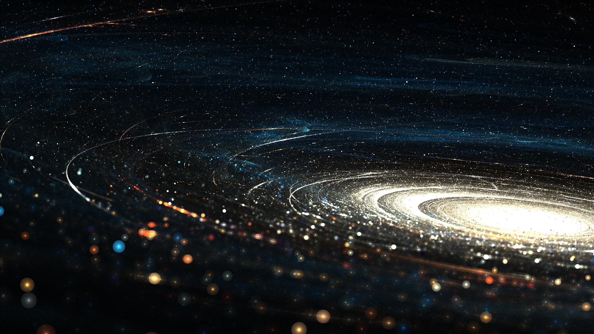 selective focus, fantasy, close-up, star - Space, full frame, illustration, dark, motion, architecture, abstract, system, solar, sky, highway, light - Natural Phenomenon, HD Wallpaper