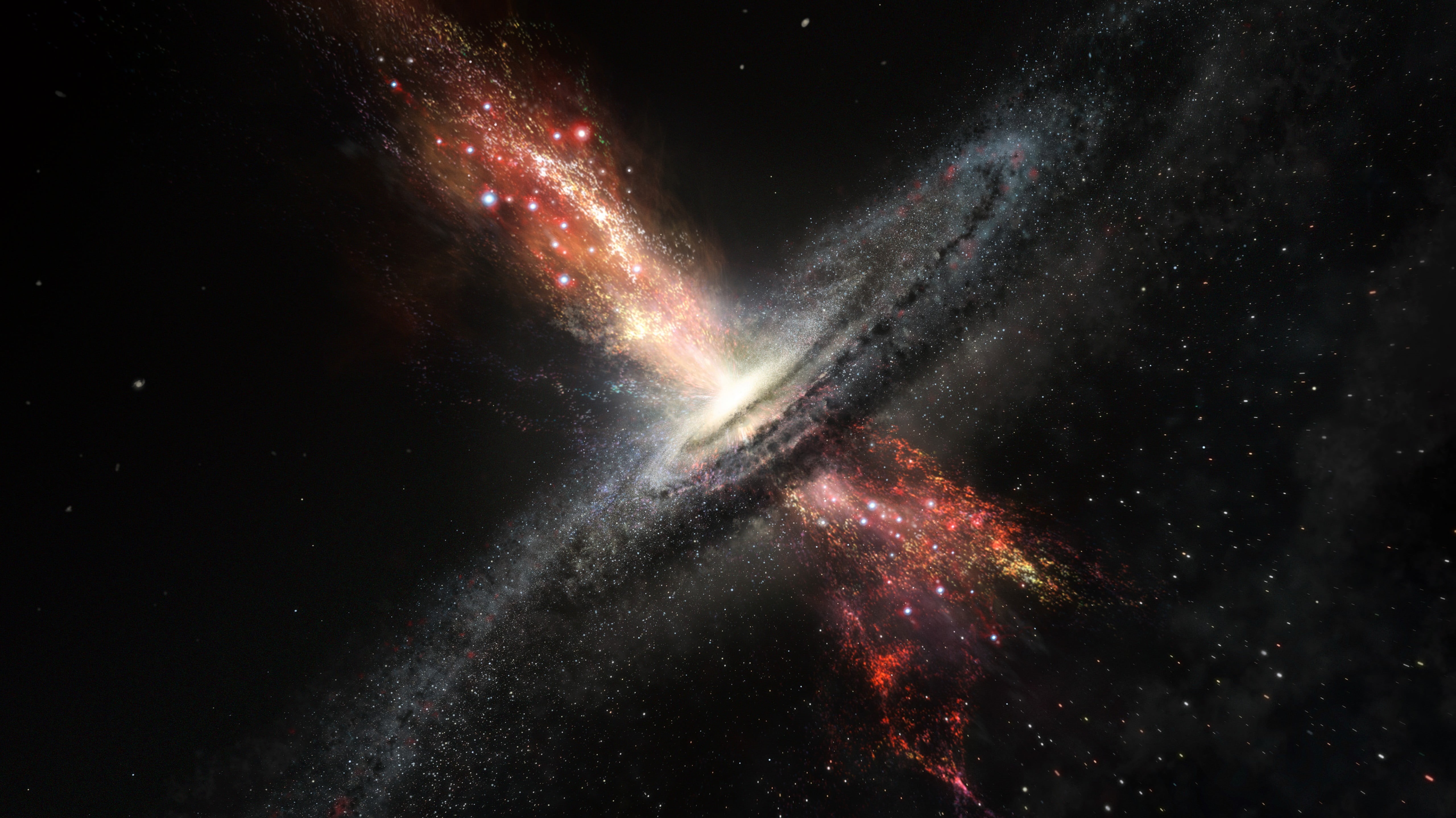 black holes, artwork, destruction, supermassive black hole, stars, space, galaxy, 5K, HD Wallpaper