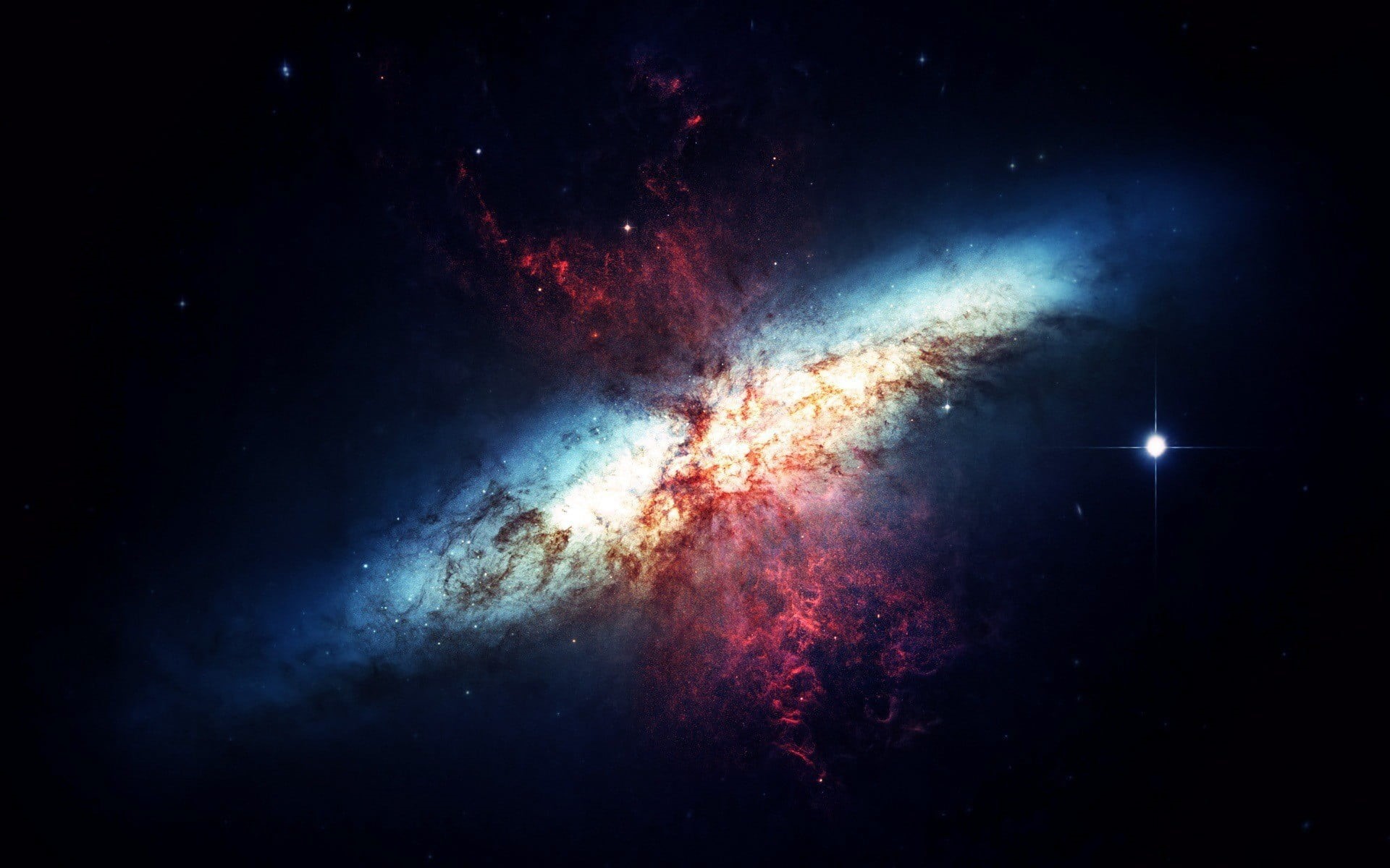 way, smoke - physical structure, space, galaxy, exploding, black background, illuminated, red, celebration, astronomy, 1080P, milky, nature, digital art, HD Wallpaper