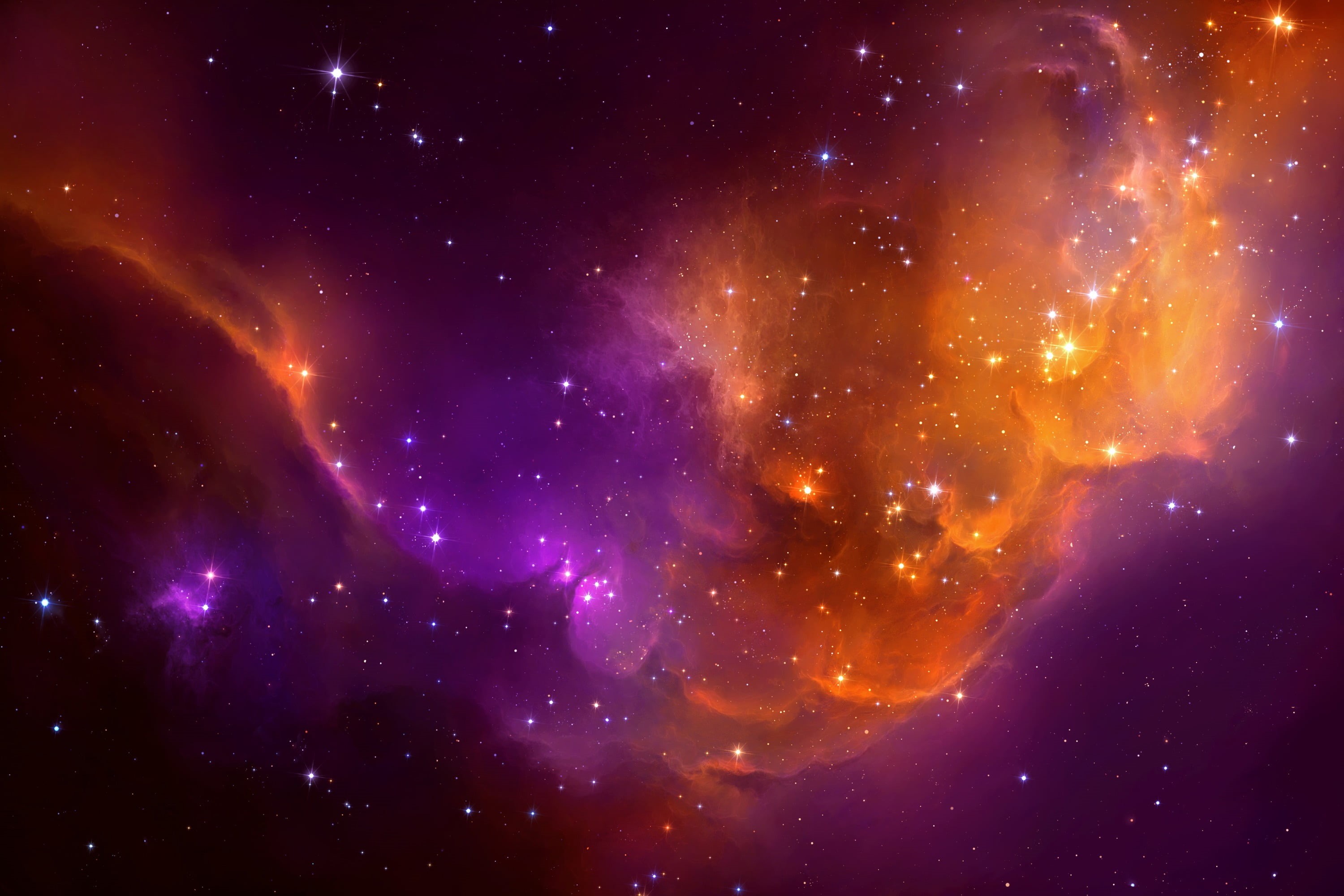 artwork, constellation, luminosity, space, bright, orange, nature, beauty in nature, sky, galaxy, star - space, glowing, star, no people, cloud - sky, stars, HD Wallpaper