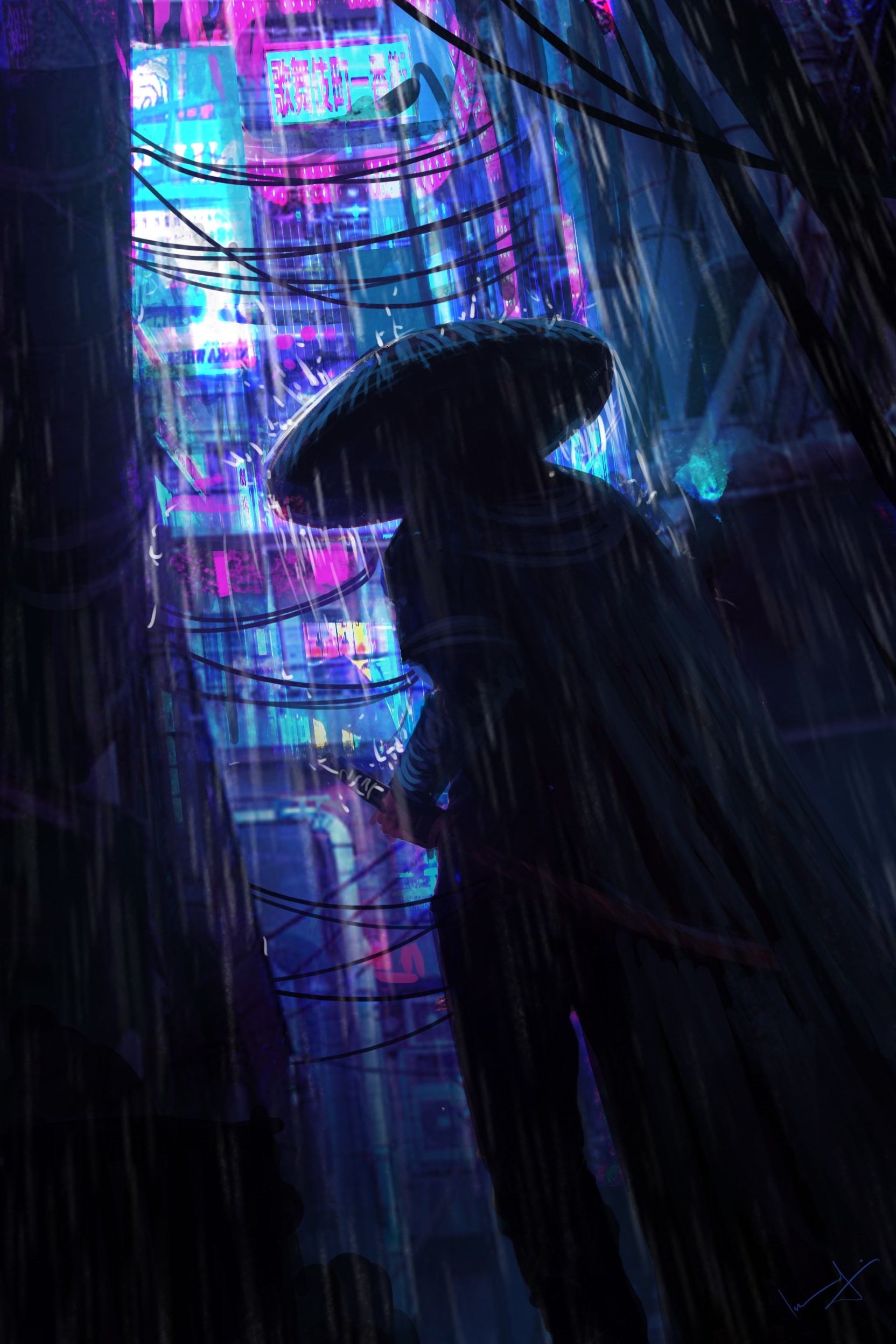sword, illuminated, low angle view, digital, neon, katana, nightclub, dark, festival, indoors, light - natural phenomenon, cyborg, arts culture and entertainment, Phone HD Wallpaper