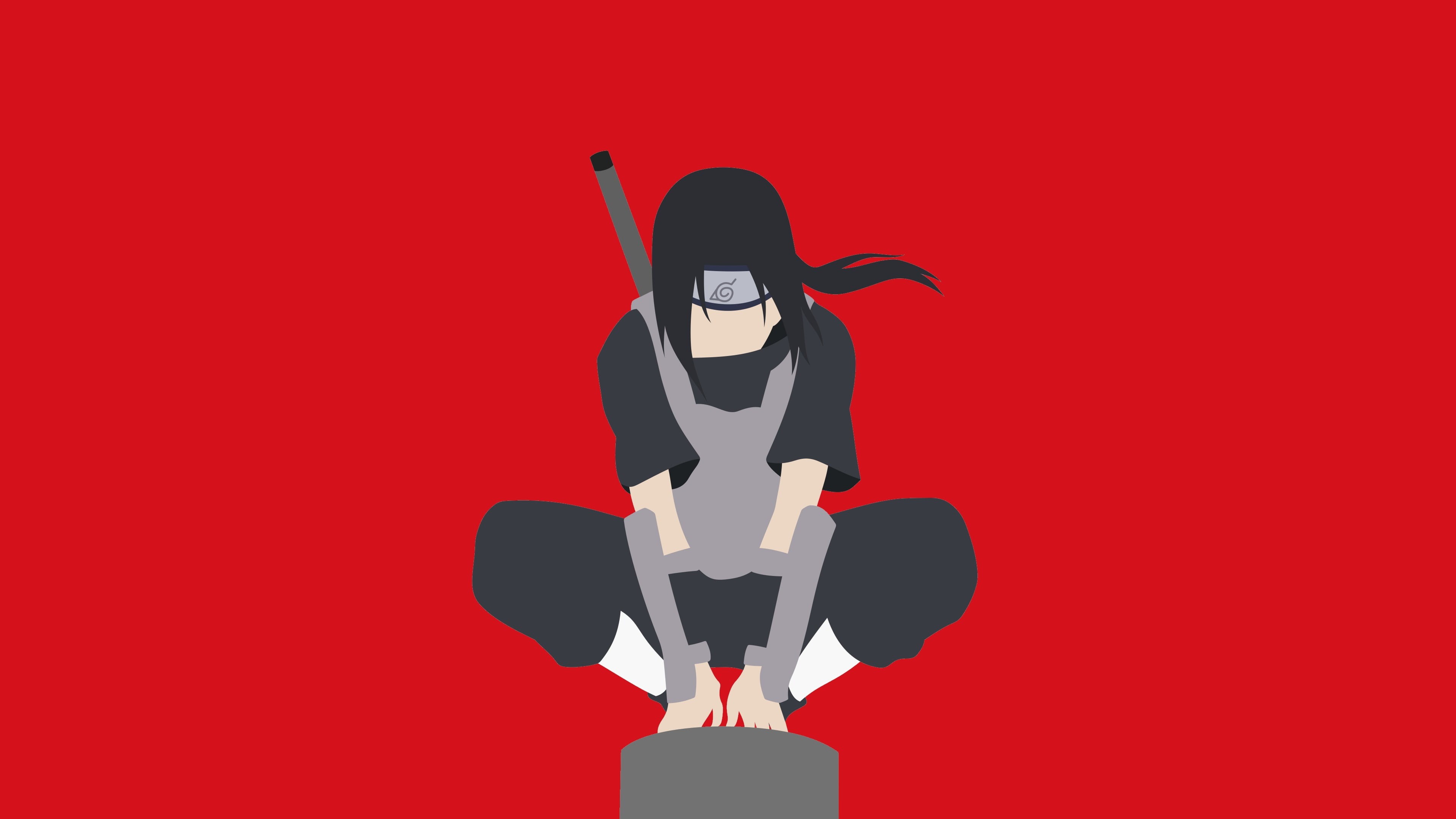 studio shot, black color, minimalism, adult, human limb, silhouette, red, clothing, Naruto Shippuuden, 4K, indoors, illustration, anime, young adult, copy space, HD Wallpaper