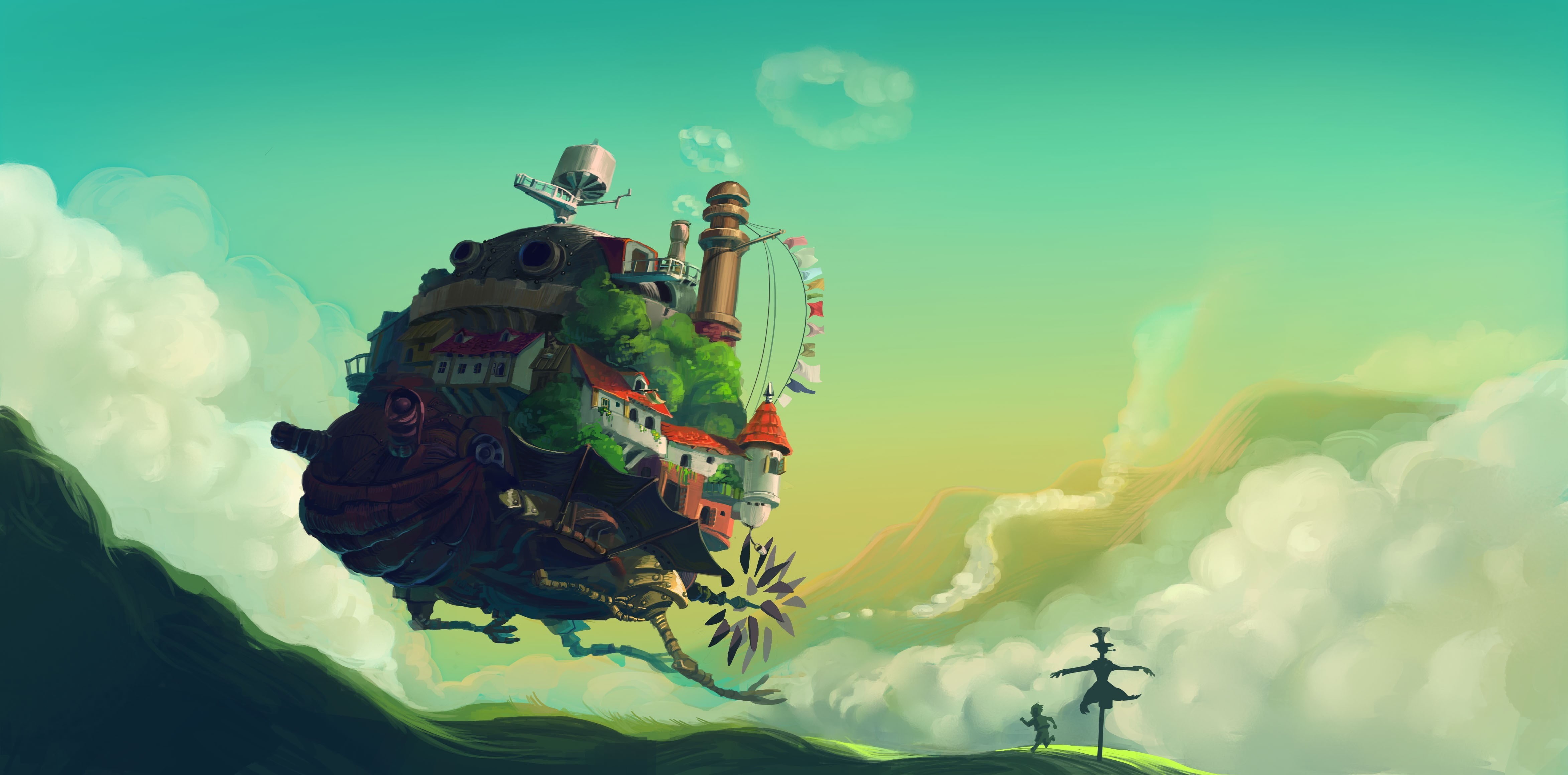 government, Studio Ghibli, no people, Howls Moving Castle, day, human representation, sculpture, art and craft, sunlight, representation, male likeness, HD Wallpaper