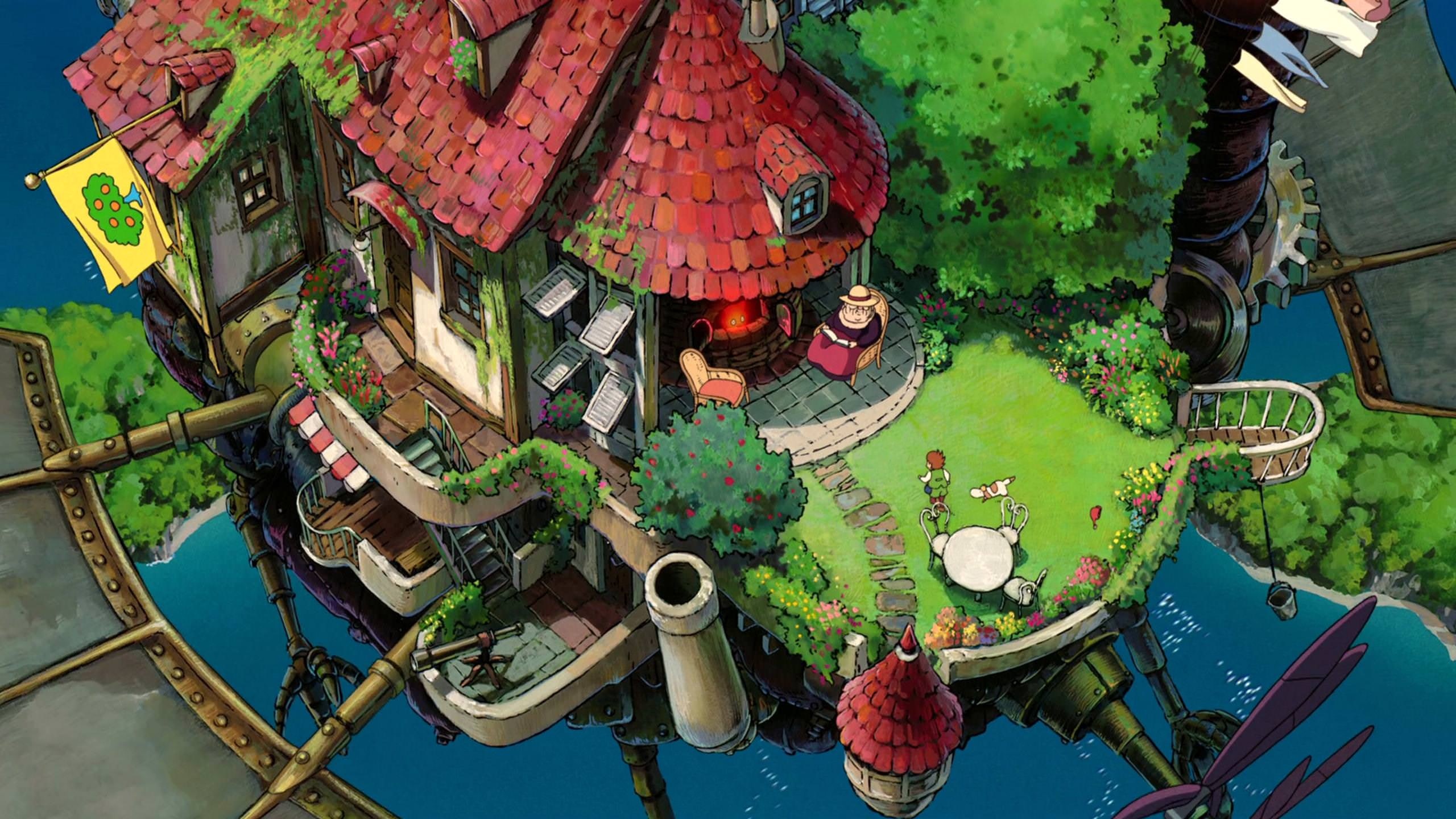 close-up, human representation, water, art and craft, no people, Howls Moving Castle, plant part, 2K, Studio Ghibli, creativity, lake, belief, anime, day, HD Wallpaper