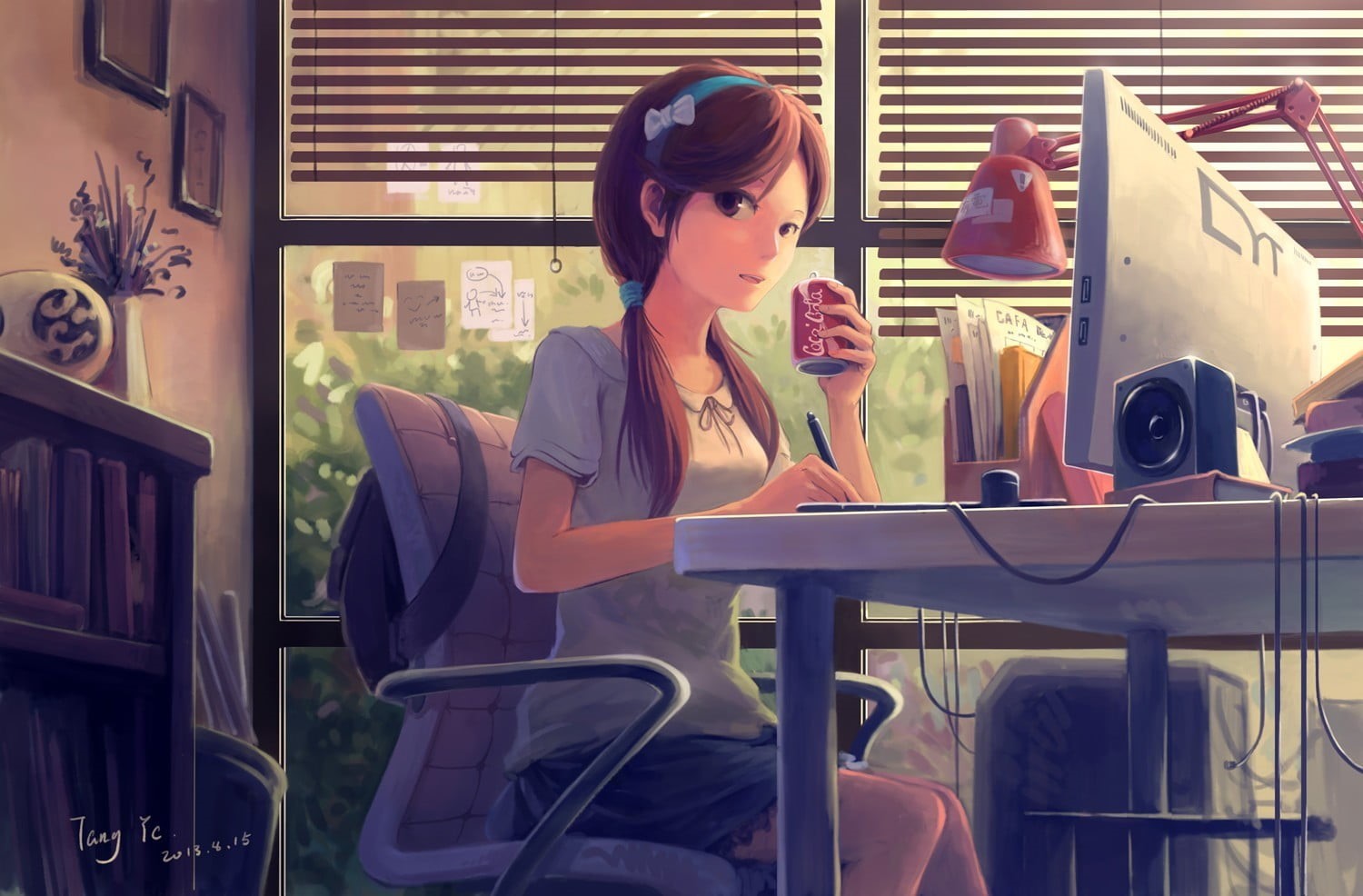 brown eyes, one person, headband, real people, character, haired, black, sitting, seat, casual clothing, adult, looking, fashion, women, computer, hairstyle, HD Wallpaper