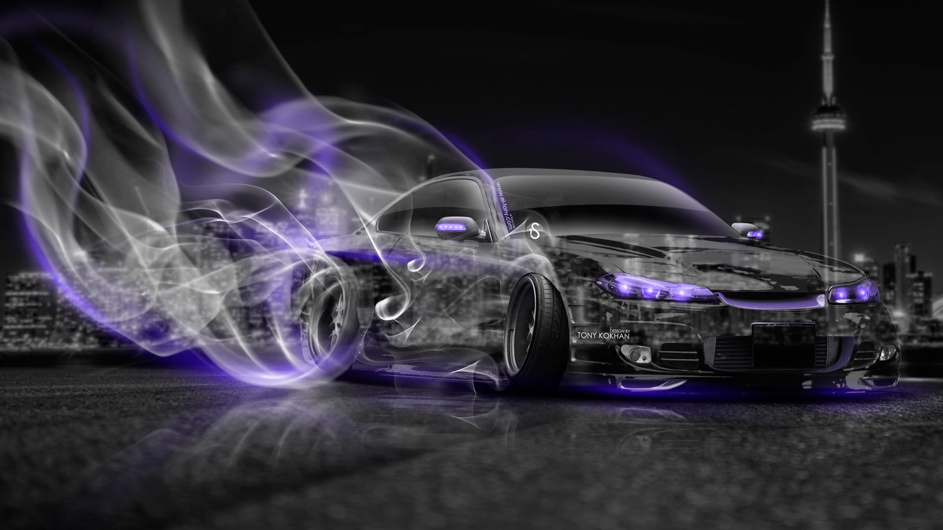Silvia, futuristic, new, motor vehicle, studio shot, wheel, 1080P, speed, Violet, Nissan, City, light - natural phenomenon, concept Car, mode of transportation, HD Wallpaper