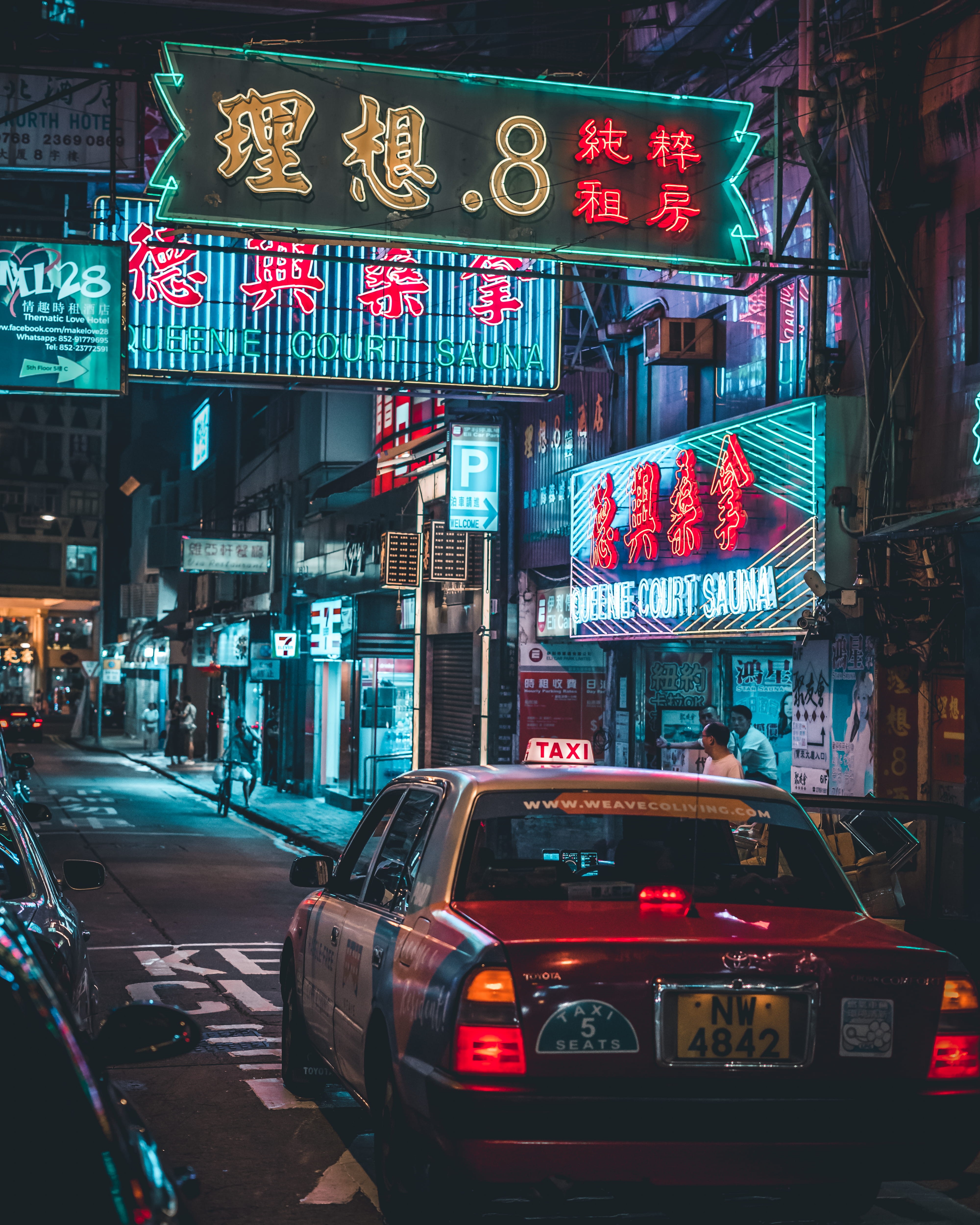 asia, bangkok, outrun, travel Destinations, asian, aesthetic, night, color Image, hong kong, sauna, blue, cybervibe, building Exterior, cultures, thailand, Phone HD Wallpaper