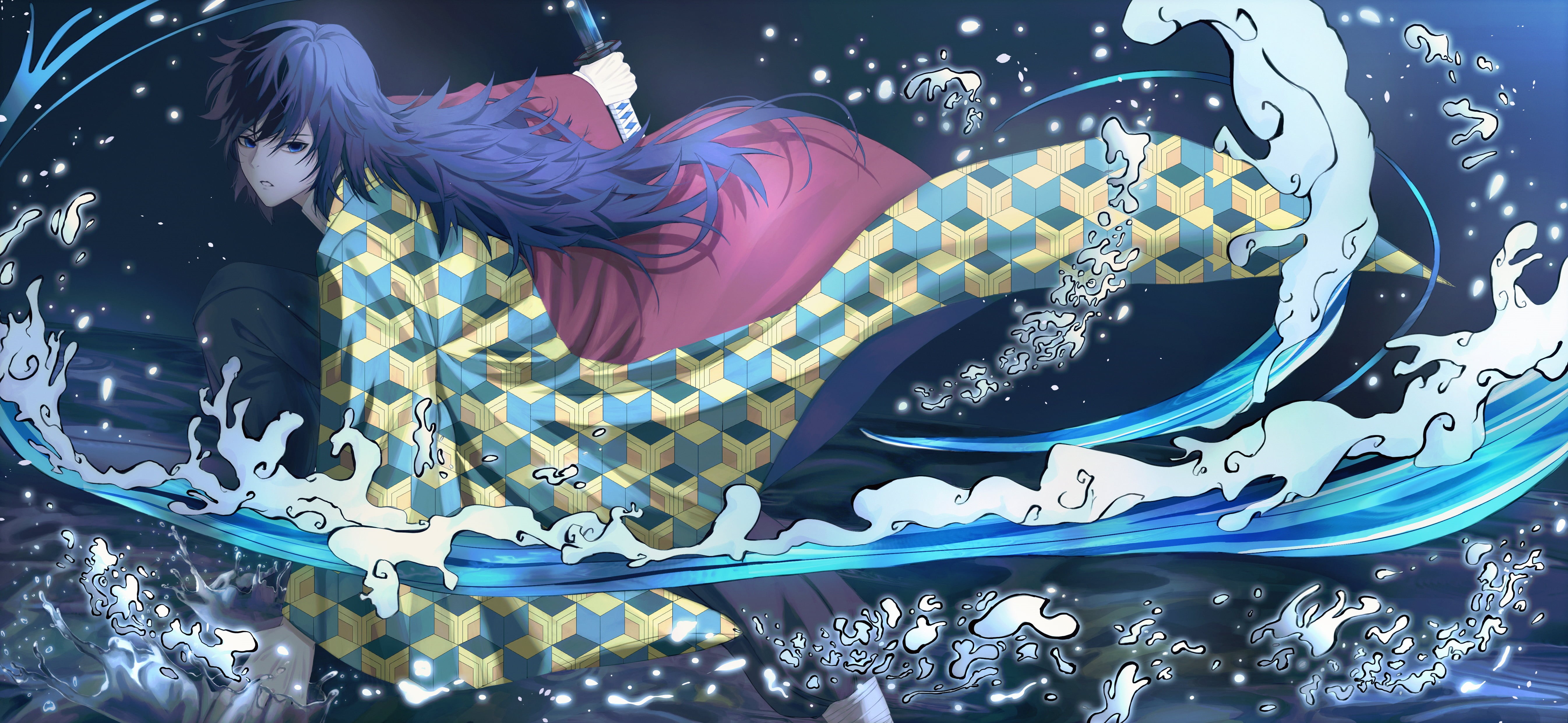 Boy, 5K, Giyuu Tomioka, Anime, Sword, Demon Slayer: Kimetsu no Yaiba, HD Wallpaper
